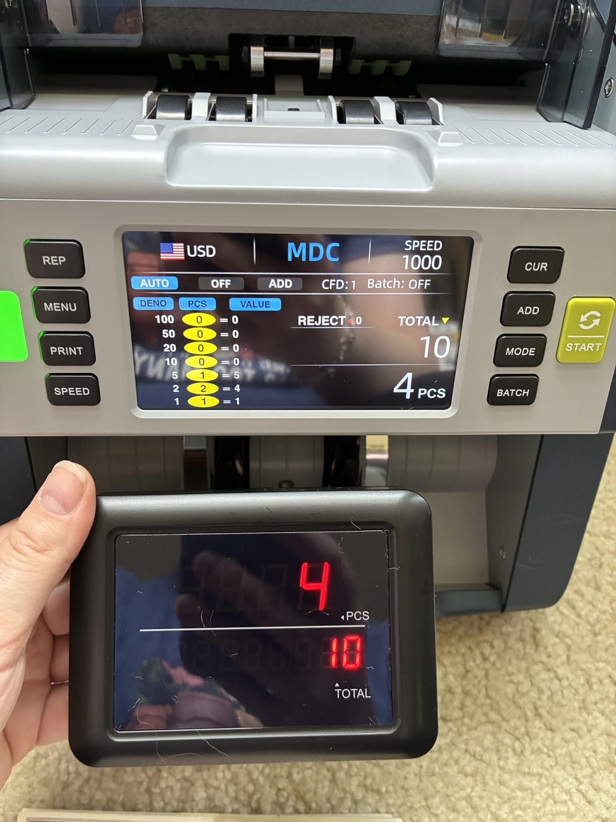 LOLARAN AL-923 Mixed Denomination Money Counter Machine, Value Counting with CIS/UV/MG/IR/DD/DBL/HLF/CHN Counterfeit Detection, Touch Screen, Supports 120 Currency Programs customer photo 2