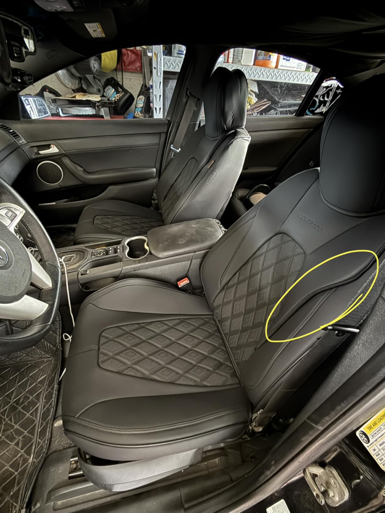 Coverado Front Seat Covers, Leather Car Seat Covers Luxury Automotive Seat Covers for Cars, Waterproof Car Seat Protectors Car Seat Cushion Universal Fit for Most Cars Trucks SUV Vehicles, Black&Gray customer photo 2