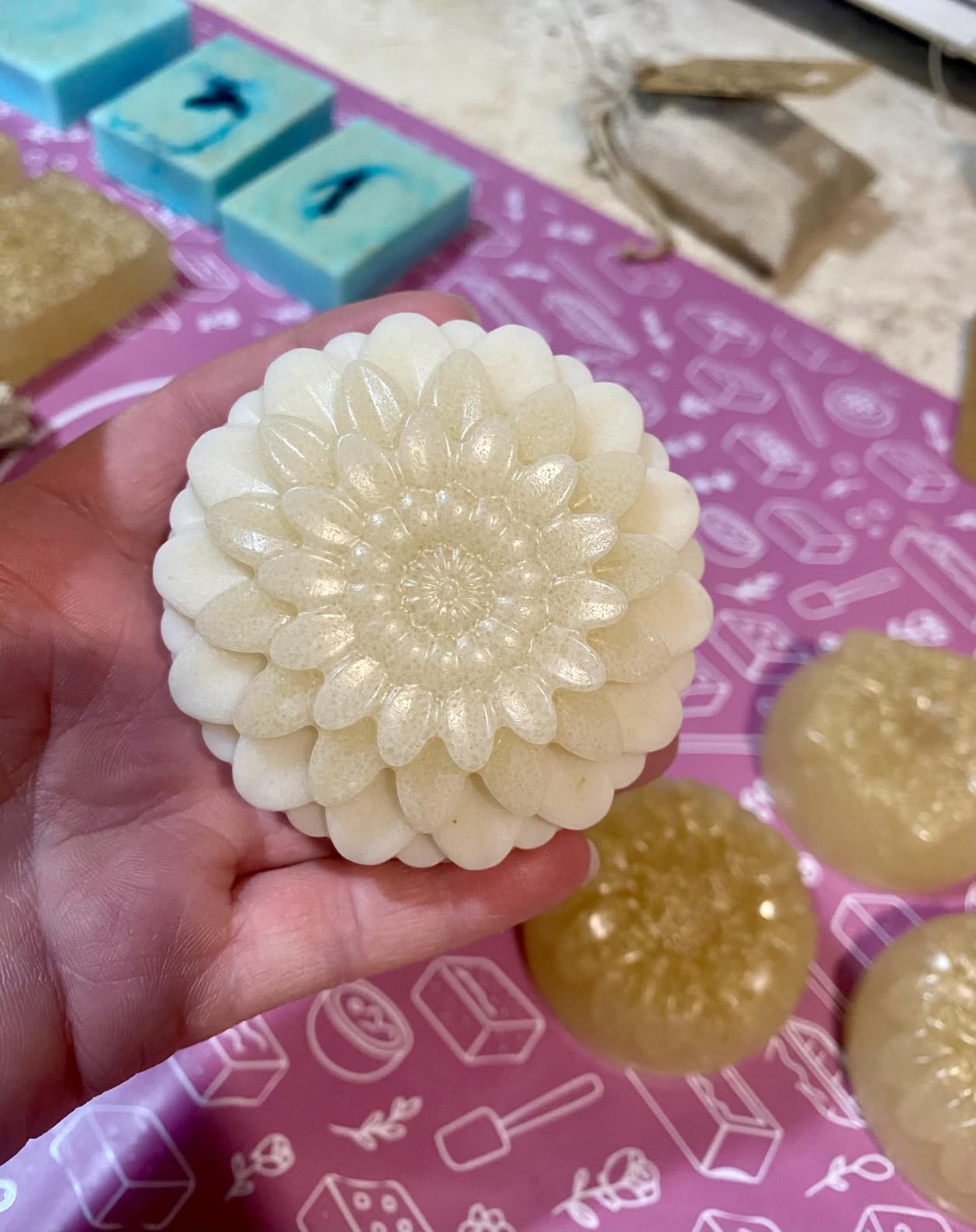 CraftZee SUPER DELUXE Soap Making Kit - All-in-One Soap Making Supplies with 6lbs Soap Base, 8 Dyes, 8 Essential Oils, Silicone Molds, Cutters, All Essential Tools & Instructions customer photo 2
