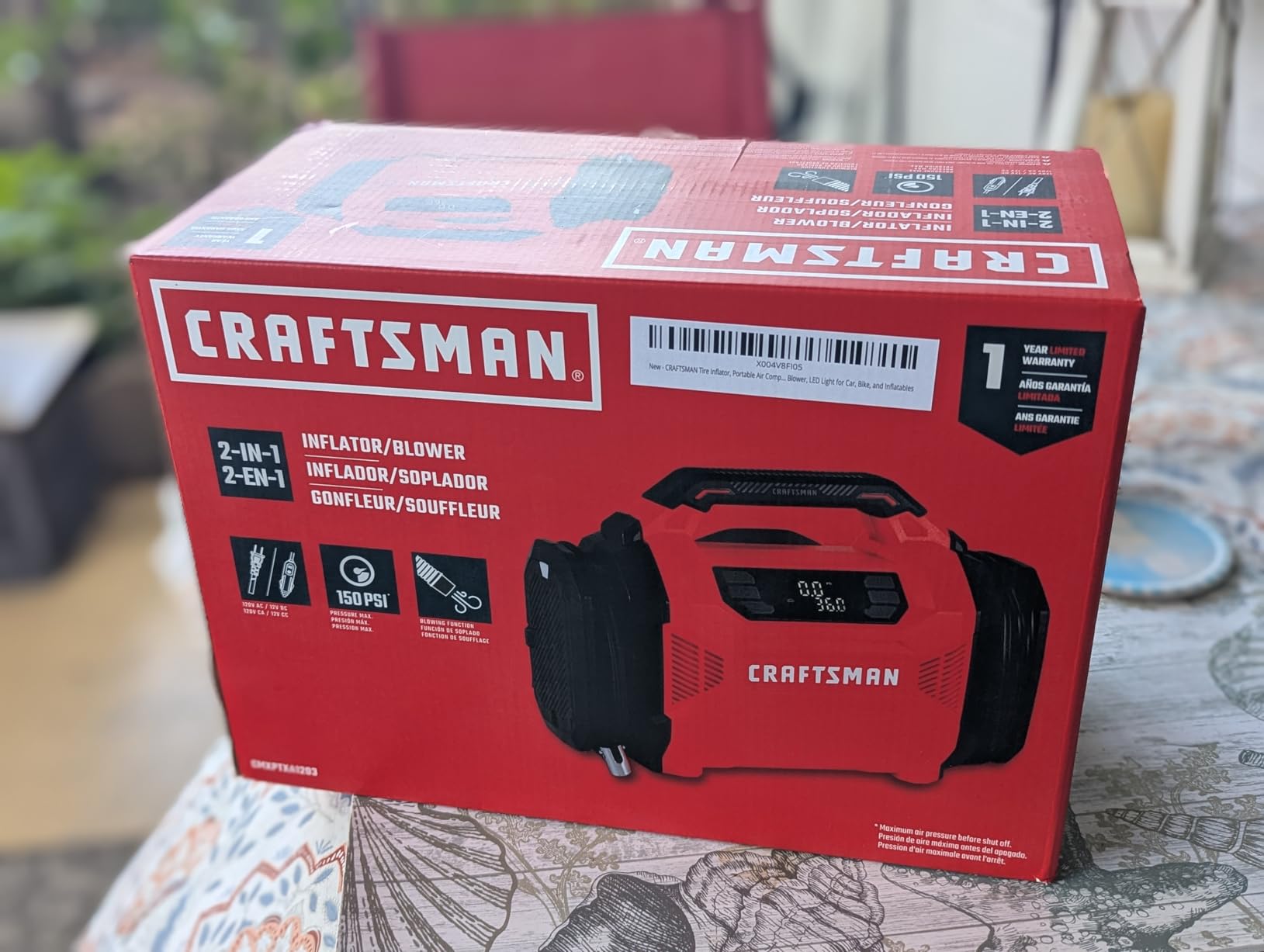 CRAFTSMAN Dual Power Tire Inflator with Digital Gauge & Auto Shut-Off | 12V DC Car Plug and 120V AC Home Use with Up to 150 PSI, LED Light, Portable Air Pump for Car Tires, Bikes and Inflatables customer photo 1