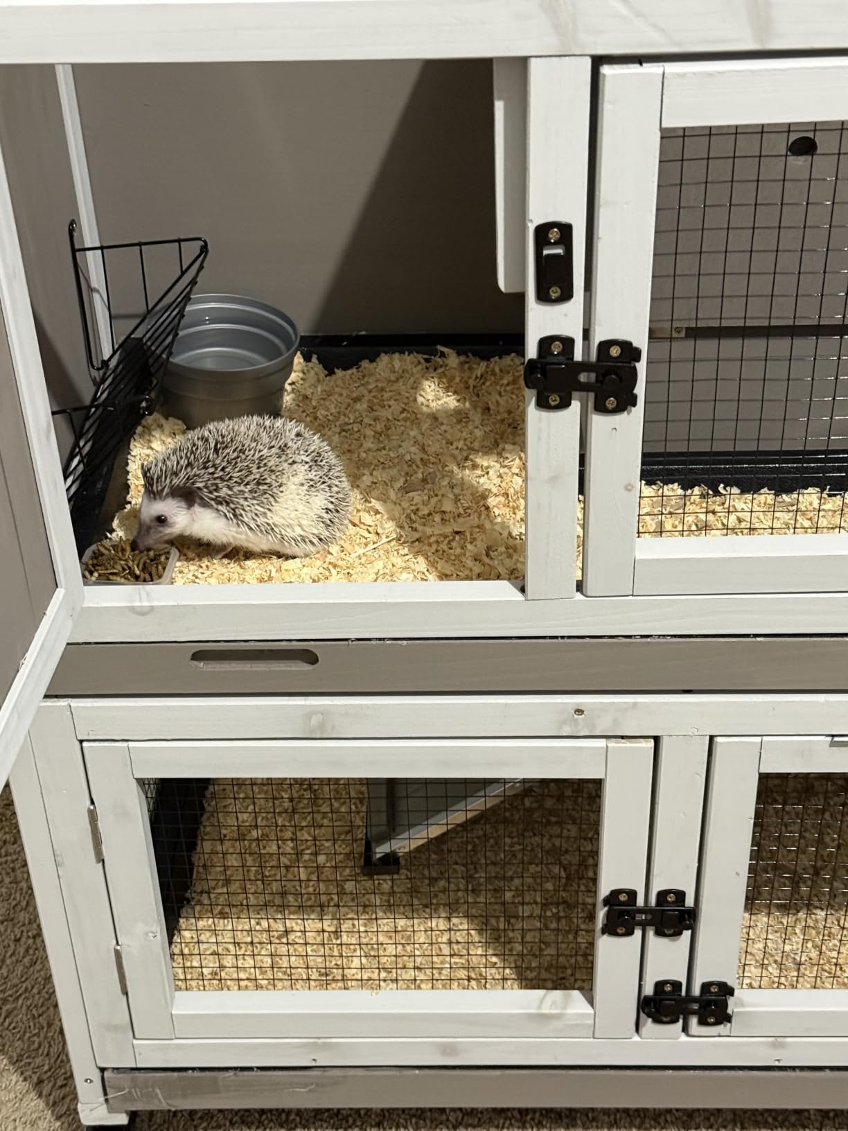 2 Story Rabbit Hutch Outdoor Indoor, Wooden Bunny Cage with 6 Lockable Wheels, 3 Removable No Leakage Pull Out Trays, Chew-Proof Ramp & Waterproof Roof, Ideal for Rabbit & Guinea Pig customer photo 1