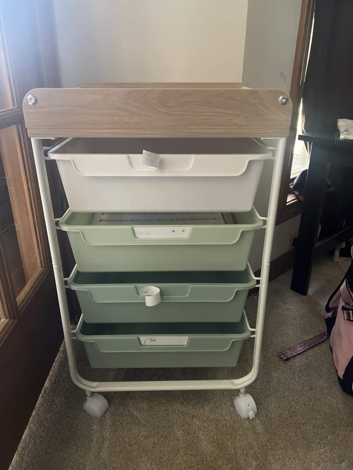 SYKIARIOL Rolling Storage Utility Cart with 4 Drawers, Art Cart, White | Kids Craft Cart, Makeup Organizer and Storage with Wooden Tabletop customer photo 2