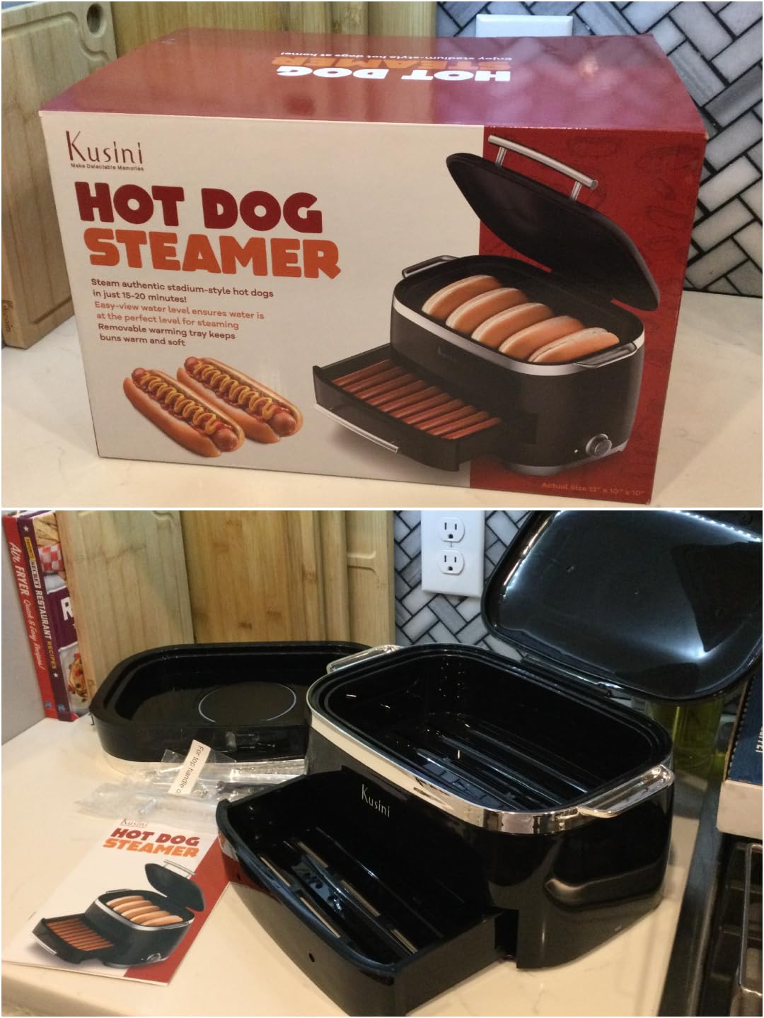 Kusini Hot Dog Food Steamer Machine With Bun Warmer, 24 Hot Dog & 12 Buns | Electric Steamer for Cooking Vegetables, Fish, & More customer photo 2