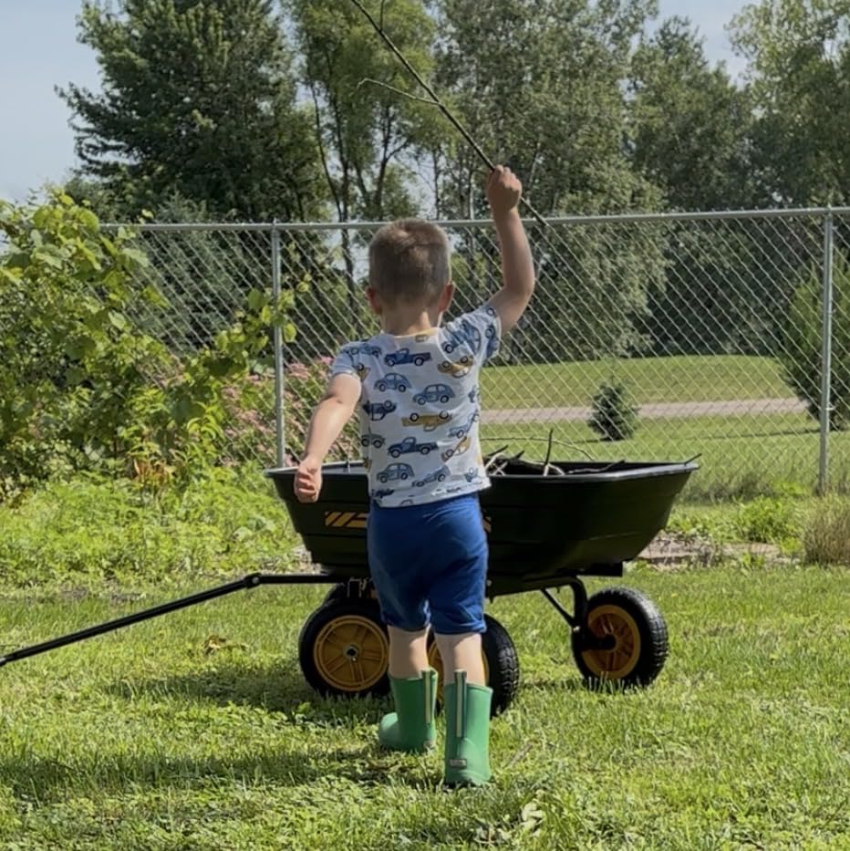 CAMMOO 10 Inch No-Flat Tires 600 lb Garden Dump Cart Wheelbarrow, Quick-Release Dump Bed, 4 Cu.Ft. Tub customer photo 1