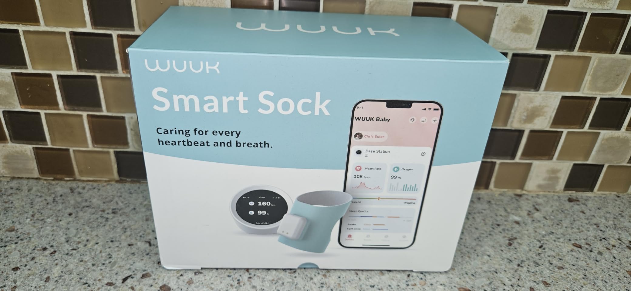 WUUK BABY Smart Sock, Real-Time Sleep & Heart Rate Tracking | Base Station & App Monitoring, 7-day Battery Life, 3 Included Sock Sizes, No Monthly Fee, 2.4/5 GHz Wi-Fi customer photo 1