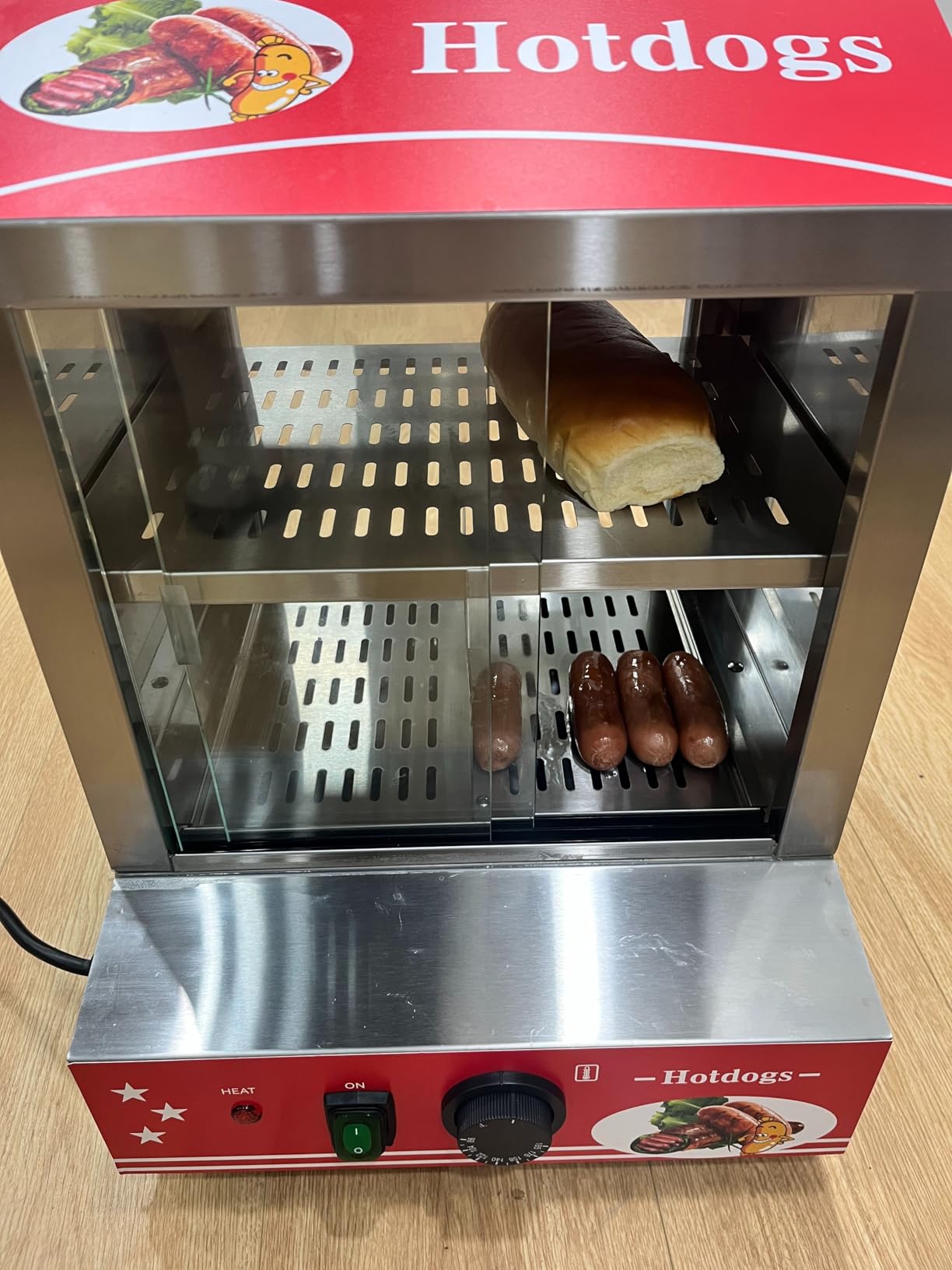 29 QT Hot Dog Steamer with Bun Warmer - Electric Steaming Machine 2-Tier Capacity for 175 Hot Dogs & 40 Buns, Visible Glass Slide Doors for Commercial Home Use customer photo 1
