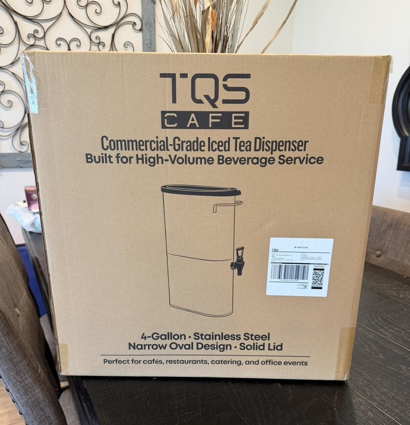 TQS CAFE Commercial Iced Tea Dispenser, 4 Gallon Stainless Steel Container | Space-saving 4-gallon stainless steel iced tea dispenser with solid lid for cafes, restaurants, catering, buffets and events customer photo 1
