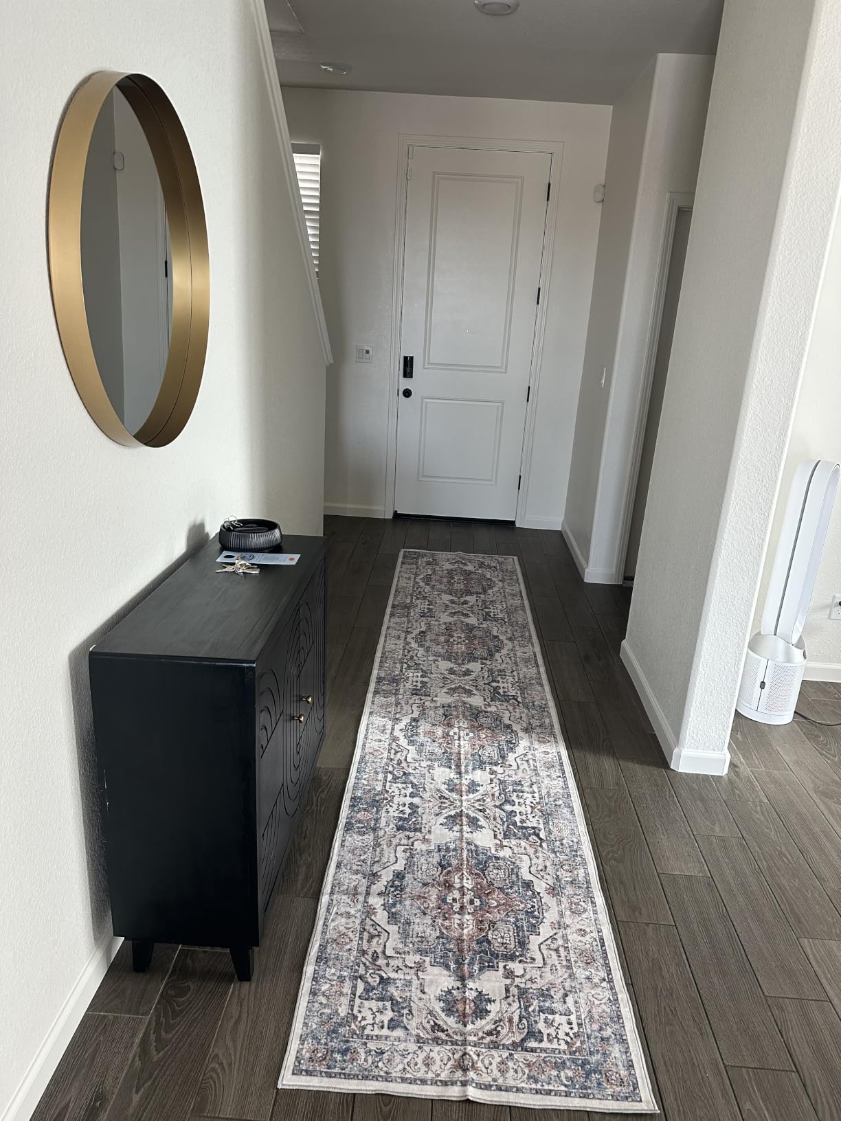7x7 Living Room Area Rug: Washable Oriental Printed Soft Round Rug for Bedroom Besides Non-Slip Low-Pile Carpet for High-Traffic Area Indoor Stain Resistant Distressed Home Decor Mat(7Round,Beige) customer photo 2