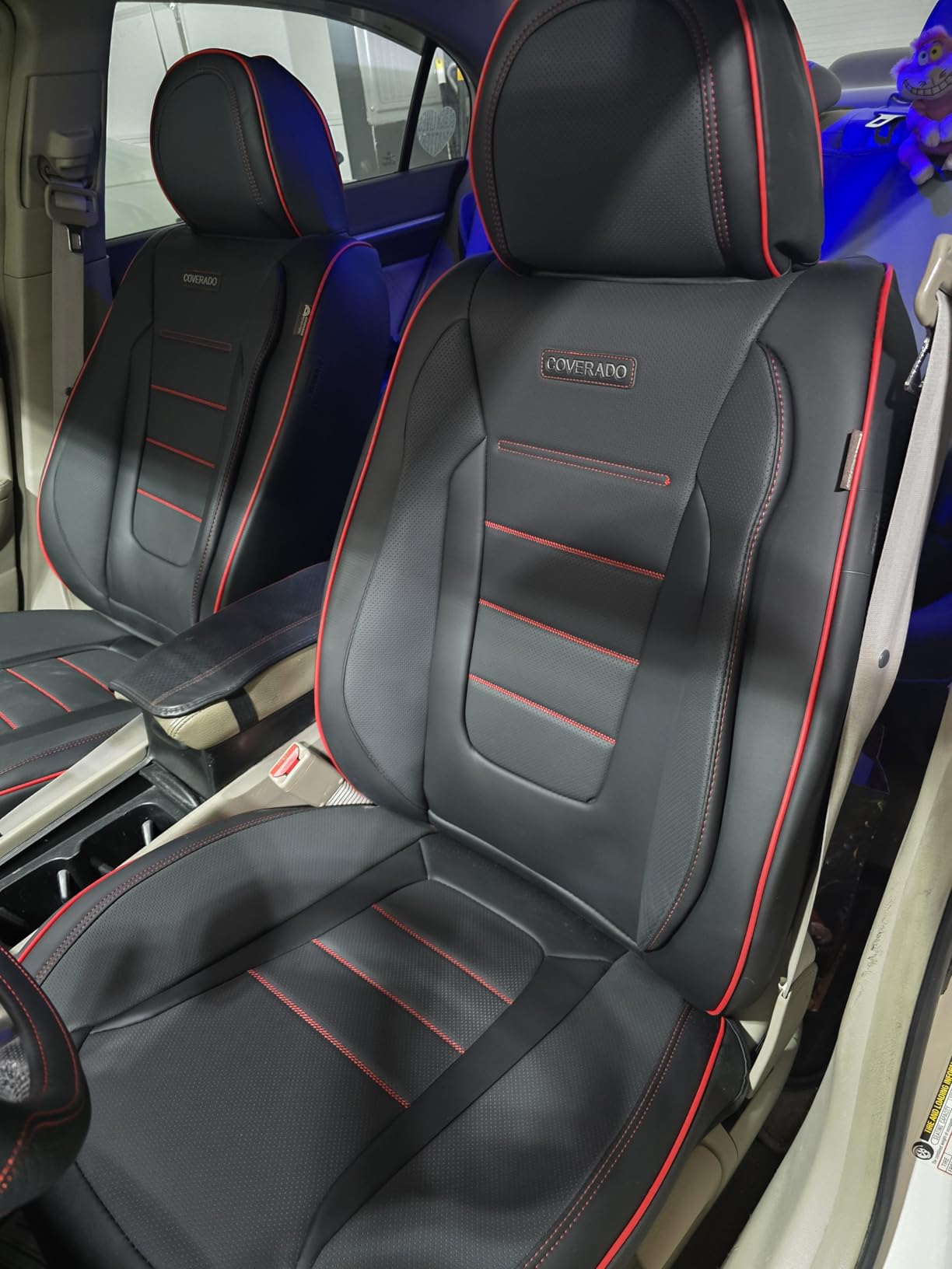 Coverado Car Seat Covers Front, Seat Covers for Cars, Waterproof 2-Pack Car Seat Cushion, Leather Carseat Seat Protectors, Universal Seat Covers Fit for Most Sedans SUV Pick-up Trucks (Gray&Light Gray) customer photo 2