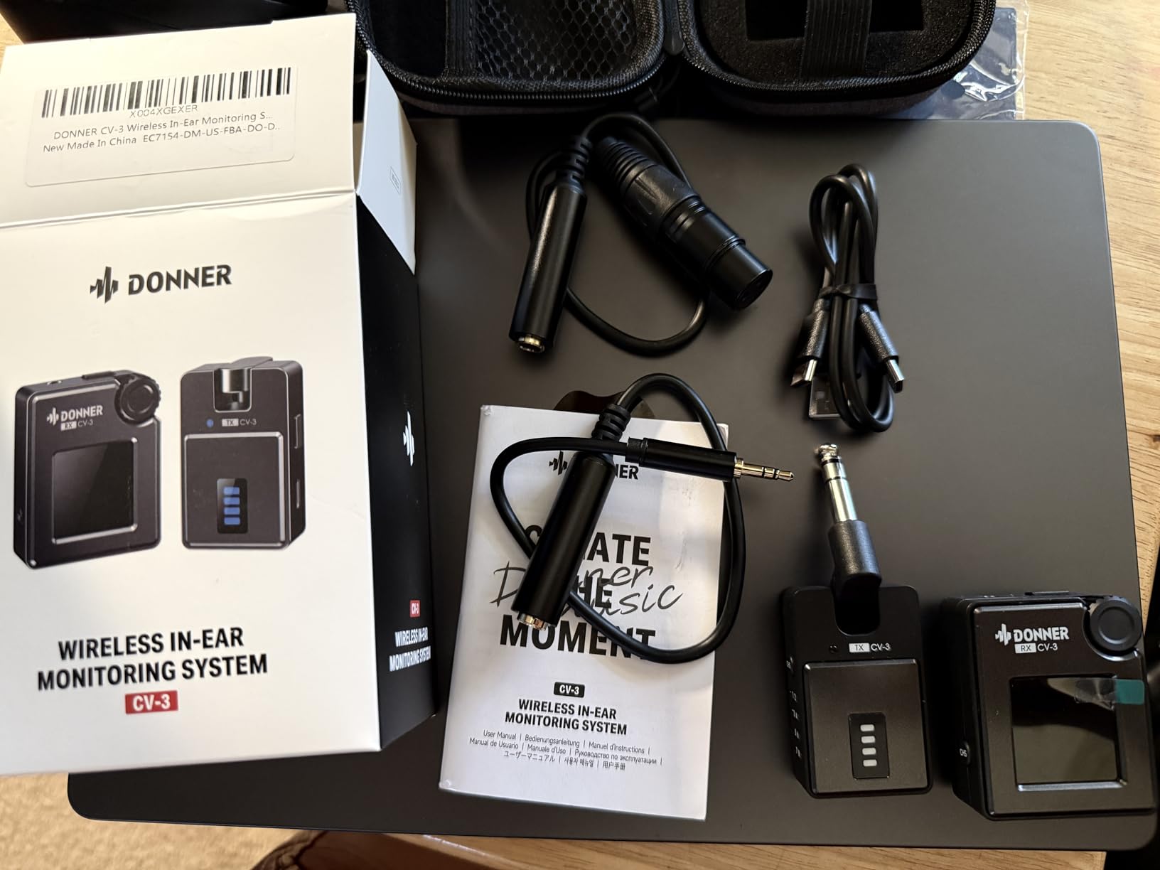 Donner Wireless in Ear Monitor System, Stereo IEM System with Transmitter, Beltpack Color Screen Receiver, 2.4G IEM Wireless for Band Rehearsal, Live Performance, Studio, CV-3 customer photo 1