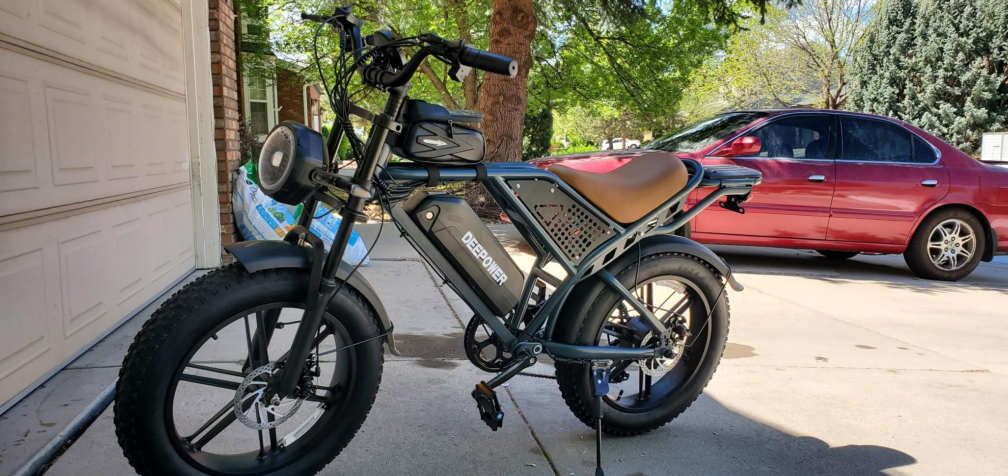 DEEPOWER QS7 Electric Bike for Adults, 2000W Peak Power 28MPH E-Bike, 48V 20Ah/35Ah/60Ah Battery Options, 35-180 Mile Range, 20