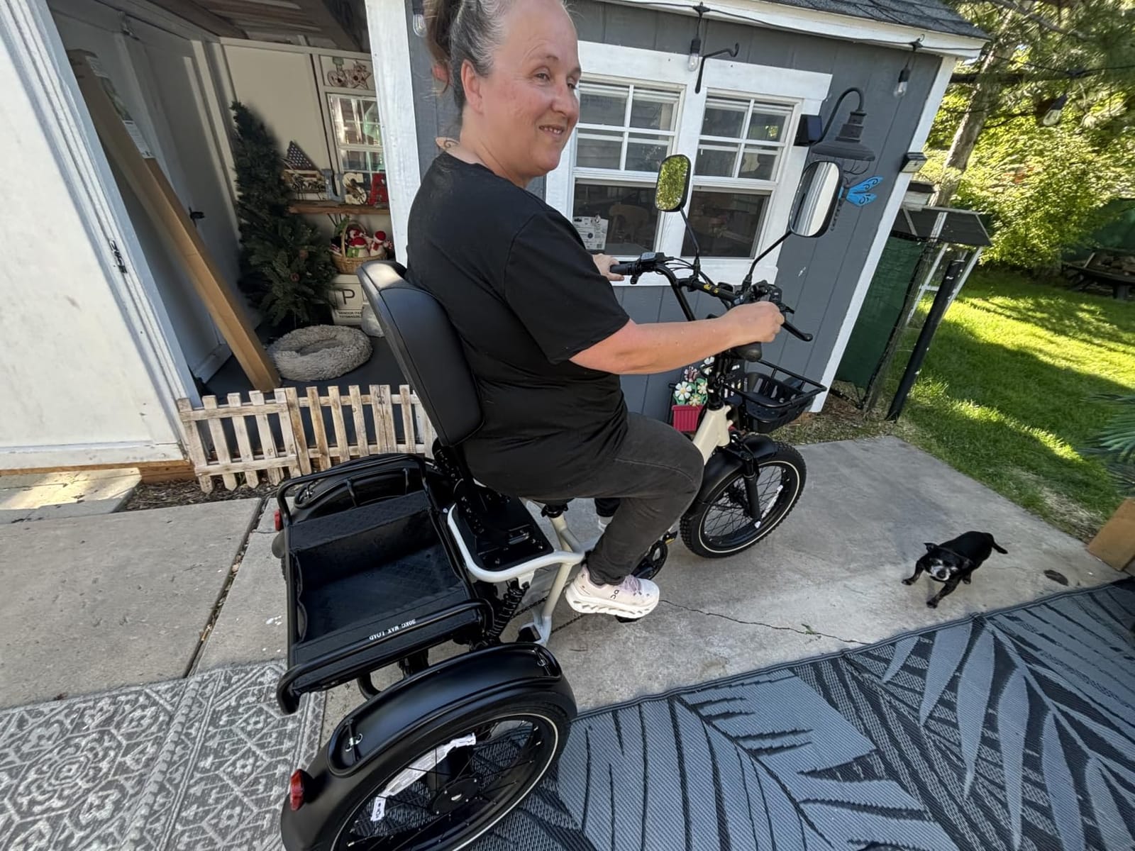 Full Suspension Folding Electric Tricycle for Adults, Aluminum Alloy, Torque Sensor, 20MPH 100Miles 20x3 inch Fat Tire Electric Trike, 1200W 48V 20AH 3 Wheel Electric Bike, Reverse, Parking, UL customer photo 2