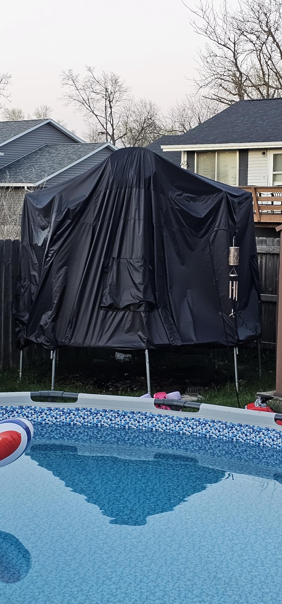 12FT Trampoline Round Tent Fits 12FT Frame 8 Curved Poles with LED Lights | Oxford Cloth Trampoline Sunshade Tear-Resistant, Rainproof, Outdoor Camping Suitable - Black customer photo 2