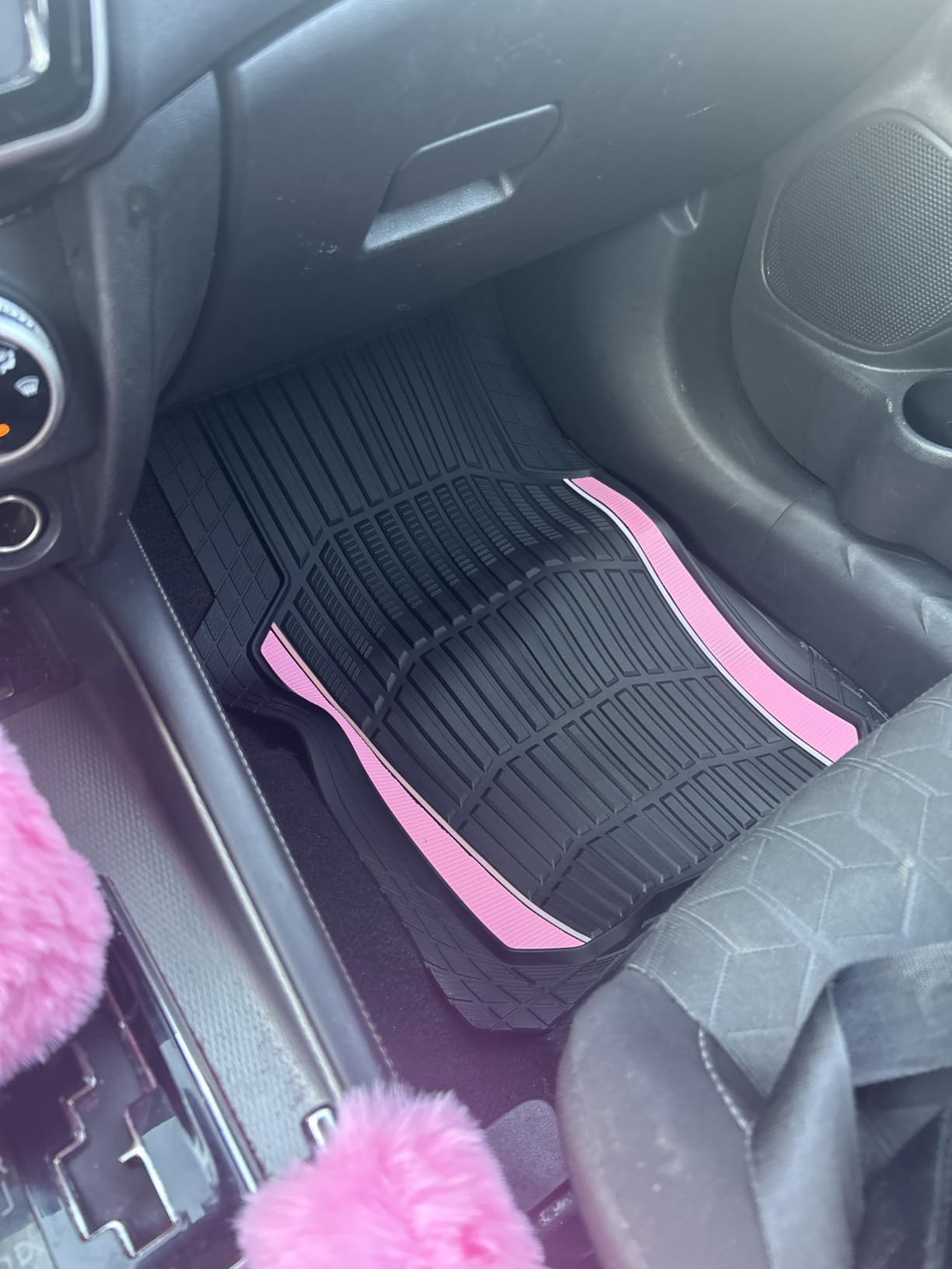 CAR PASS Heavy Duty Rubber Car Floor Mats, Deep Waterproof Car Floor Mats All Weather, Aluminum Film Floor Mats for Cars Non-Slip Universal Trim to Fit for SUVs Trucks Sedans Vans, Black Grey Metallic customer photo 1