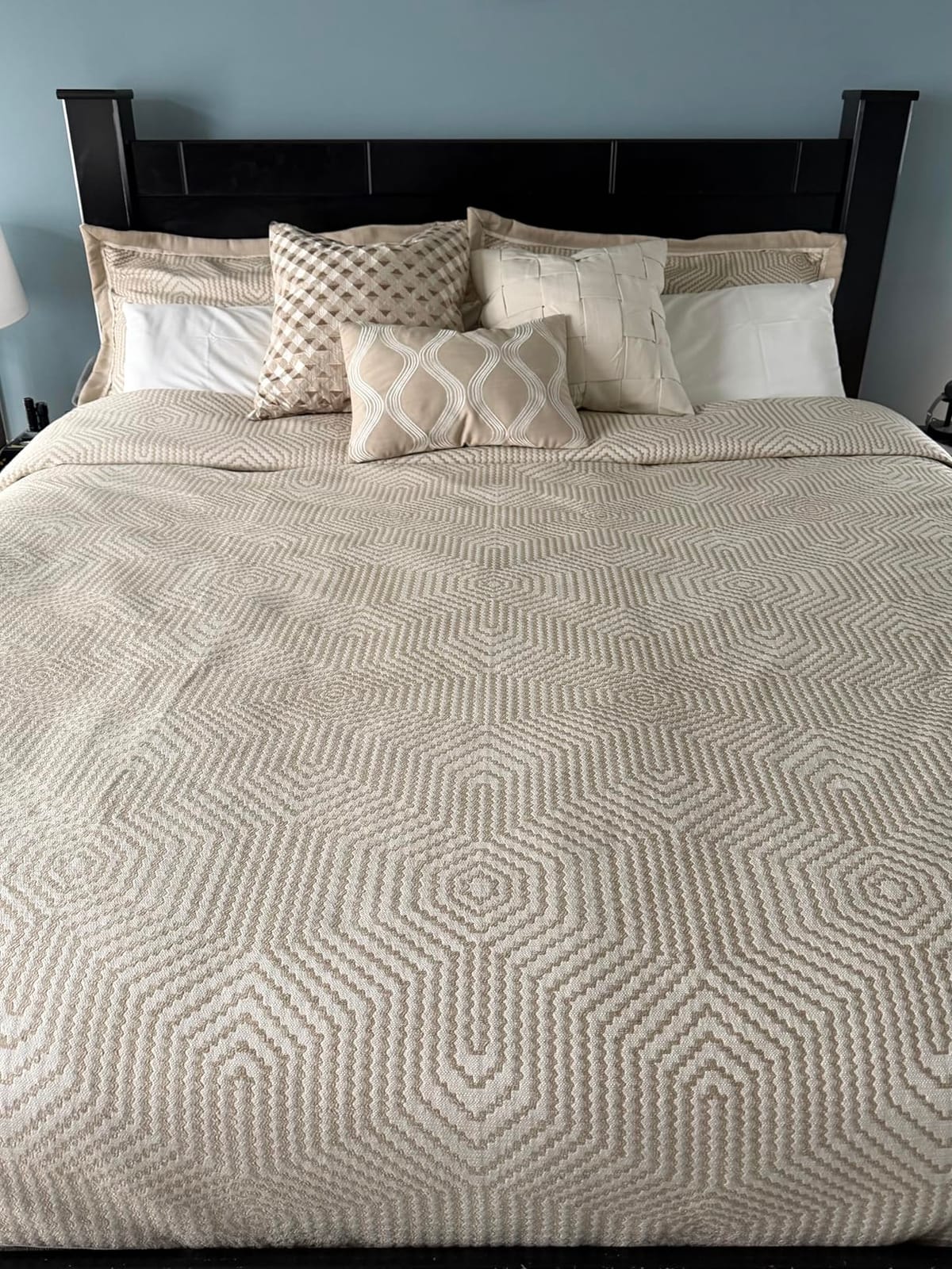 Madison Park Signature Queen Comforter Set Removable Duvet Insert Ivory 8PC | Luxury Jacquard Comforter, Oversized Overfilled Bedding, Hand-Guided Embroidered Texture Accents, All Season Bed Set customer photo 1