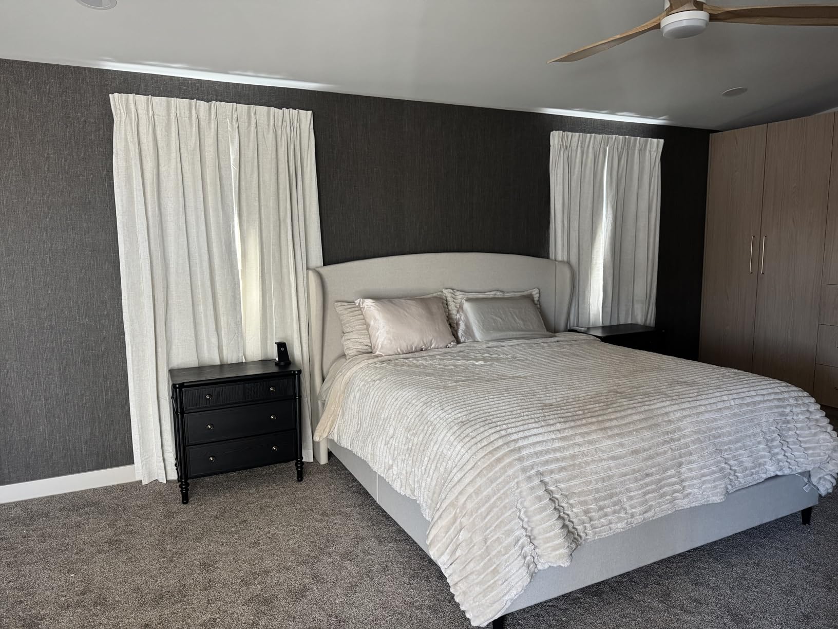 CAPALOCA Extra 60 Inch Wide 100% Blackout Curtains 84 Inch Long Natural | Linen Black Out Curtains for Sliding Glass Door, Pinch Pleated Drapes for Living Room, W60 x L84, 1 Panel customer photo 1