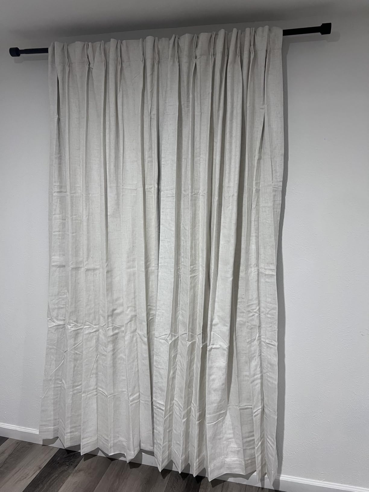 CAPALOCA Extra 60 Inch Wide 100% Blackout Curtains 84 Inch Long Natural | Linen Black Out Curtains for Sliding Glass Door, Pinch Pleated Drapes for Living Room, W60 x L84, 1 Panel customer photo 2