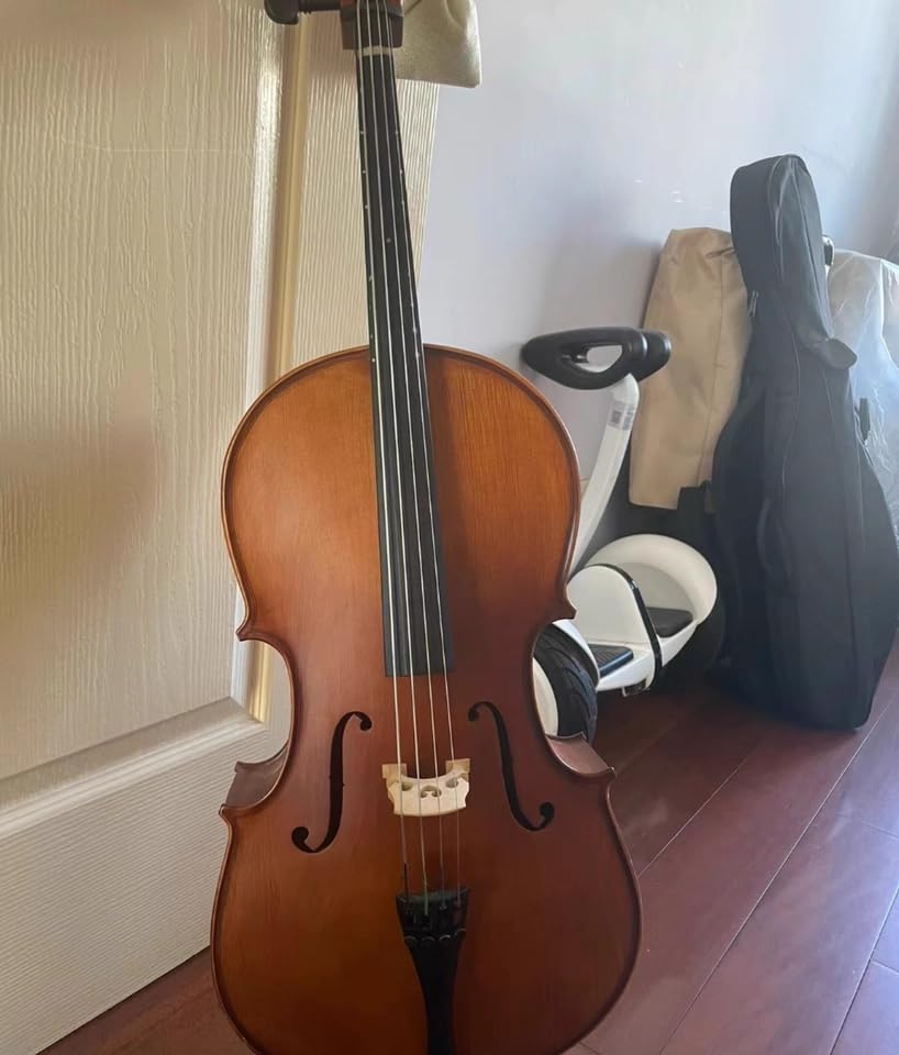 Full Size Cello Kit, Acoustic Cello Instrument for Adults,Students,Beginners,Complete Cello 4/4 Set with Portable Bag, Bow, Rosin, Matte Golden customer photo 2