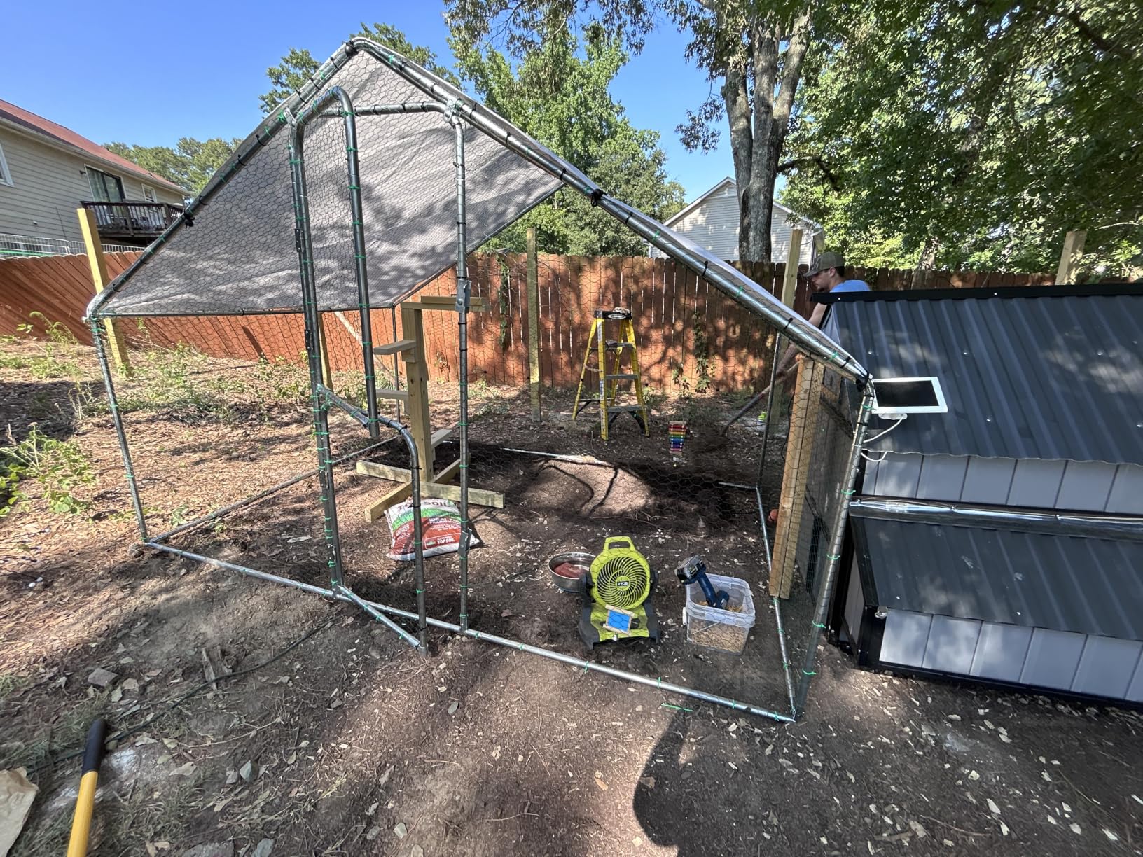 UDPATIO Large Metal Chicken Coop Walk in Run House Pen Galvanized Frame | Double Feed Door UV-Resistant Cover Outdoor Cage for Bird Duck Rabbit Hen 6-10 Silver M customer photo 1