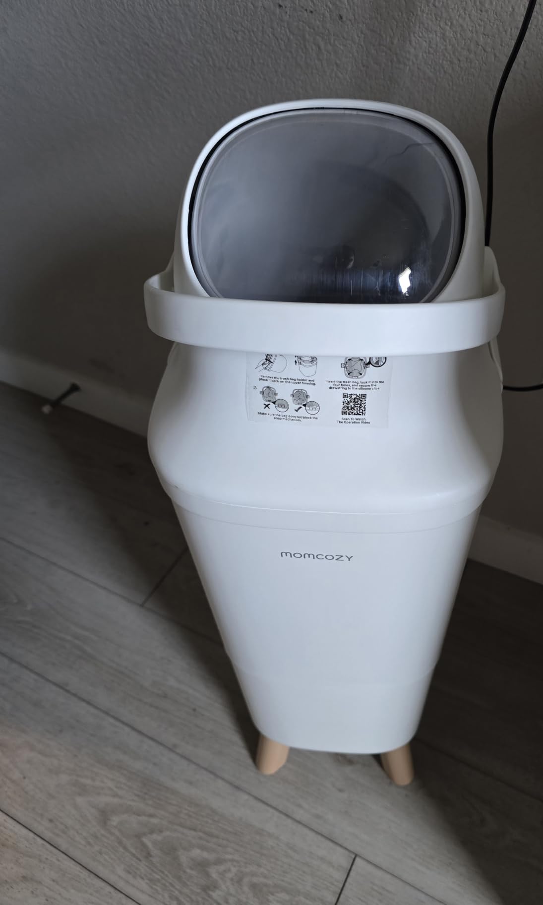 Momcozy Diaper Pail, Triple-Seal Odor Control, Fits Standard Trash Bags | Wide Opening for One-Hand Disposal, 28.86-Inch Ergonomic Height, Large Capacity with Viewing Window and Childproof Lock customer photo 1
