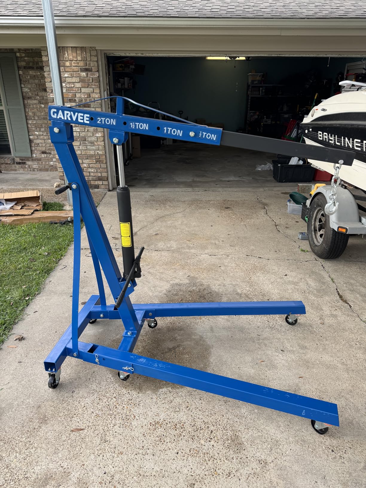 2 Ton Hydraulic Engine Hoist Crane, Folding Heavy-Duty Cherry Picker with 6 Locking Wheels & 4 Boom Positions, for Truck/SUV Engines, Garage Workshop, Industrial Lifting (Net Wt. 157 lbs) customer photo 1
