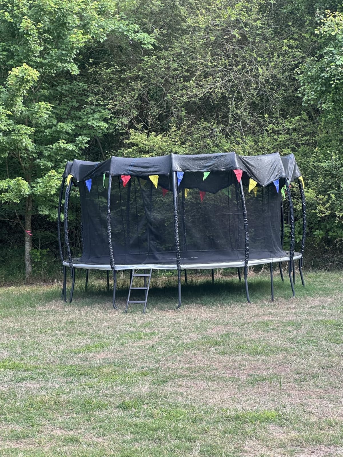 2026 Upgraded Round Trampoline Shade Cover, 4Lbs Heavy Duty Cover Accessories for 8 10 12 14 15 16FT Trampoline for Sun Protection, Sun Shade with Colorful Flag and 98FT Elastic Cord, Non Tears Easily customer photo 2