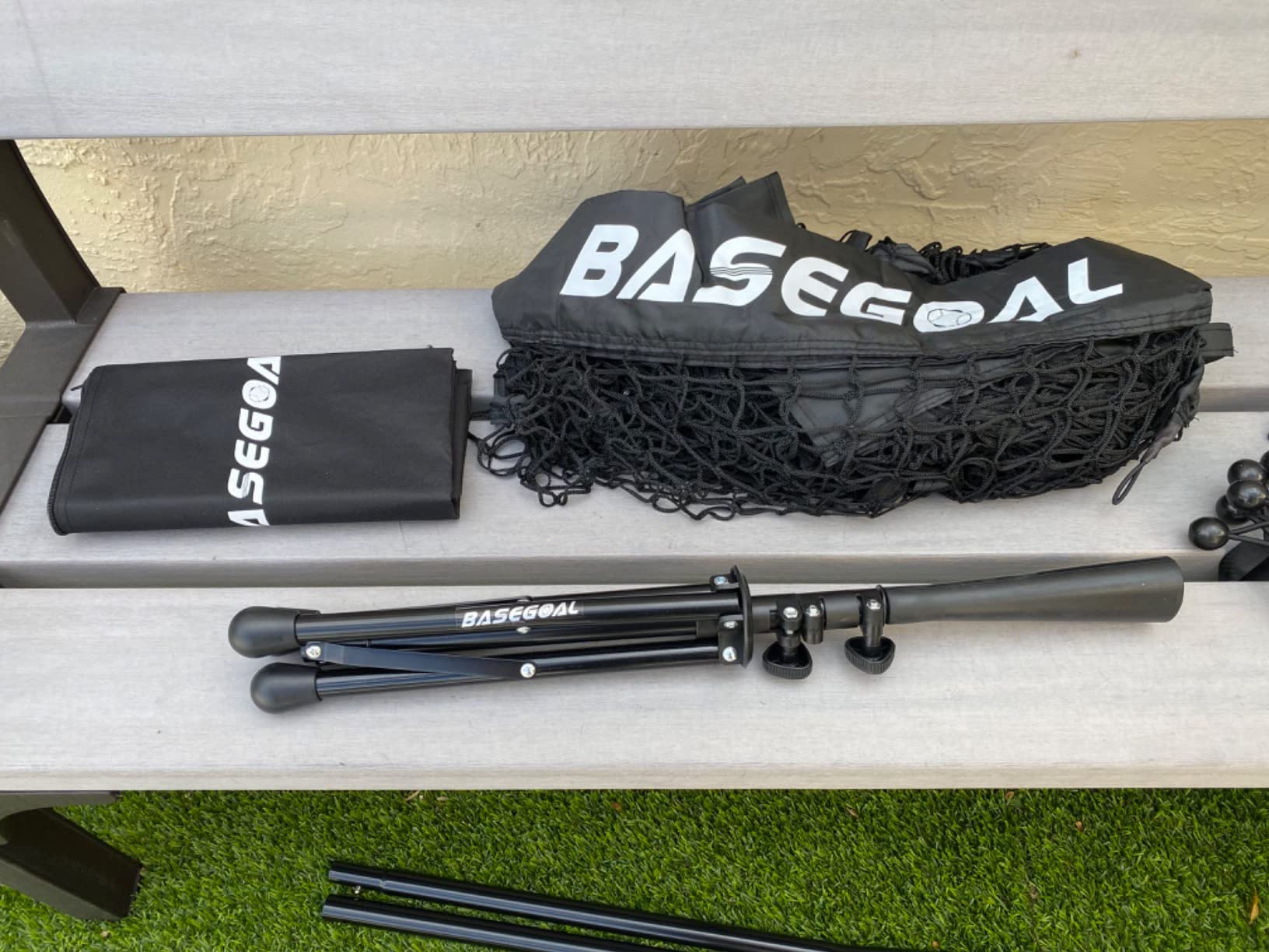 BaseGoal 7x7ft Baseball Practice Net with Batting Tee and Strike Zone | Baseball backstop net with 7-strand knotless durable polyester for Hitting Pitching practice, heavy-duty frame add stability customer photo 2