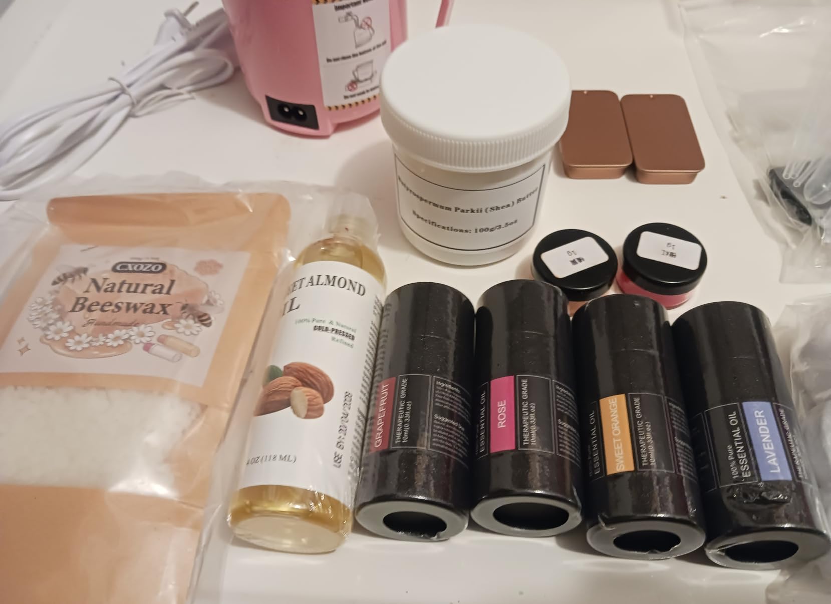 DIY Lip Balm Making Kit with Melter - Make Your Own Natural Lip Balm Kit | Lip Balm Craft Kit for Adults, Glass Melting Pot, White Beeswax, Almond Oil, Shea Butter, Essential Oils, Tubes customer photo 2