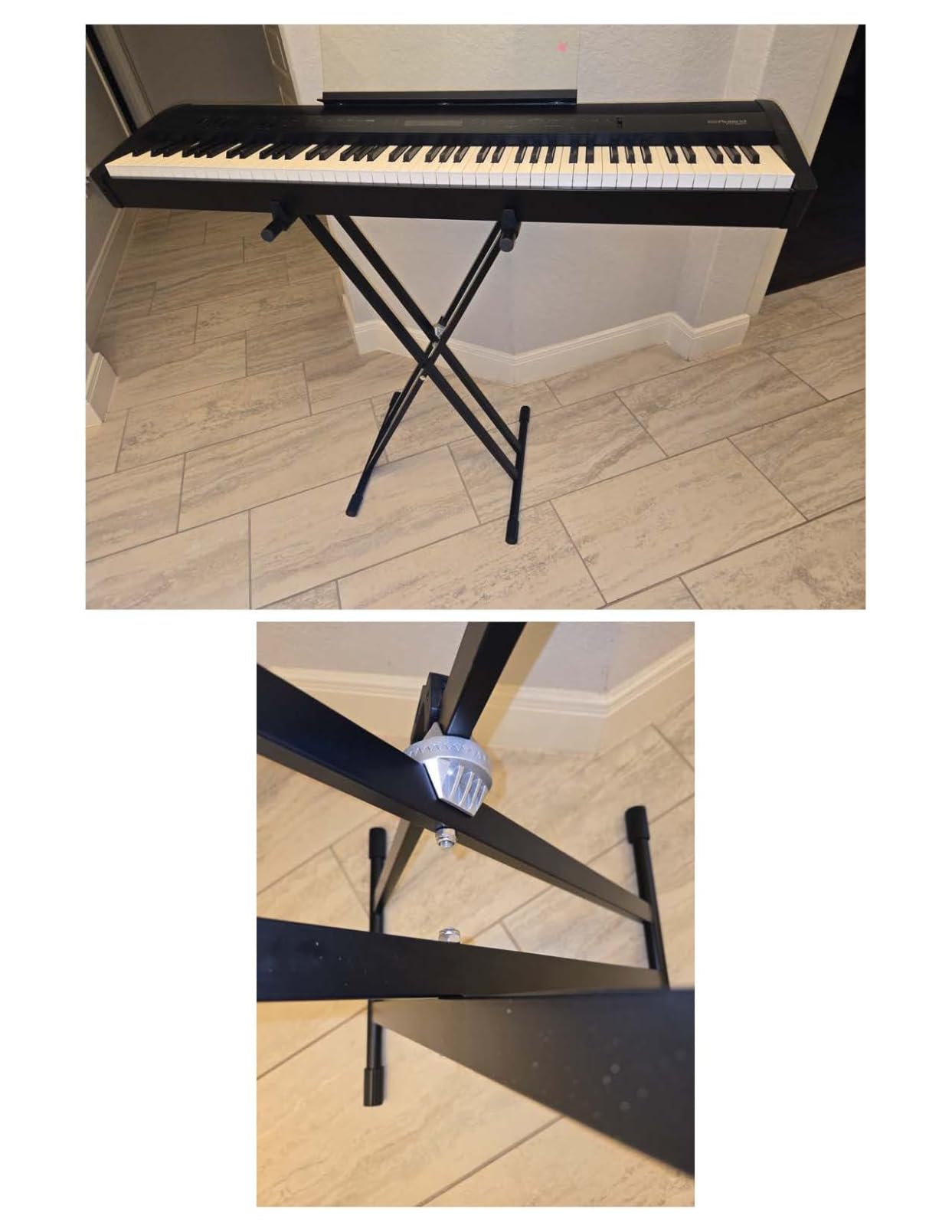 Heavy-Duty, Double-X, Pre-Assembled, Infinitely Adjustable Piano Keyboard Stand, Black customer photo 2