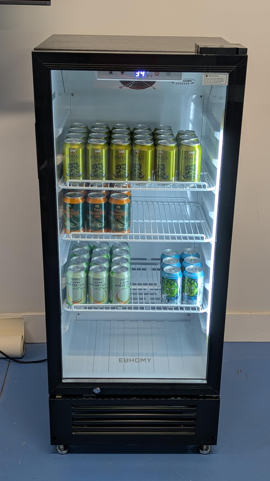 EUHOMY 6 Cu.Ft Commercial Refrigerators, Beverage Refrigerator with Lock | 34°F to 50°F, Compressor Cooling, Glass Door, Adjustable Shelves, Display Fridge, LED Light, Bar Office Restaurant, ETL customer photo 1