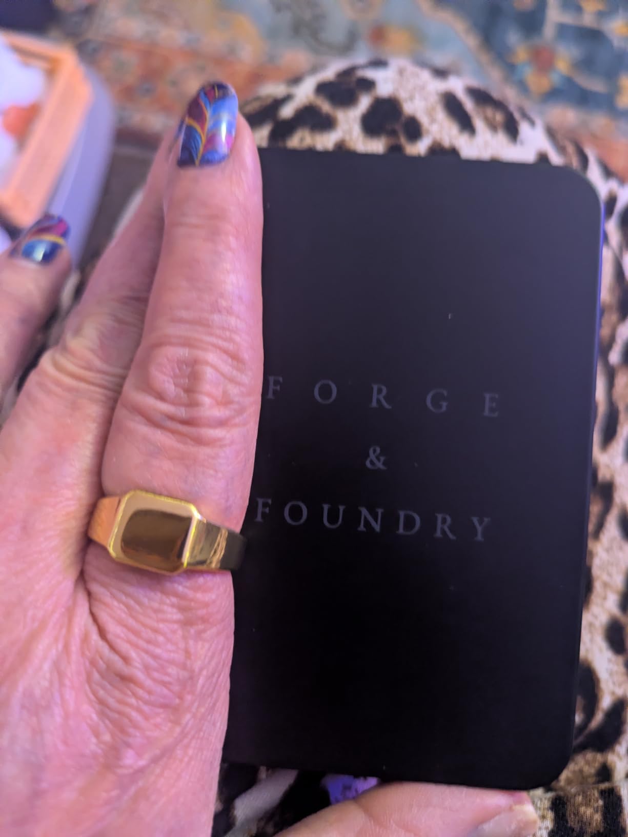 Forge & Foundry Men's Signet Ring - Polished Stainless Steel or 18K Gold Plated, Classic Minimalist Ring for Men customer photo 2