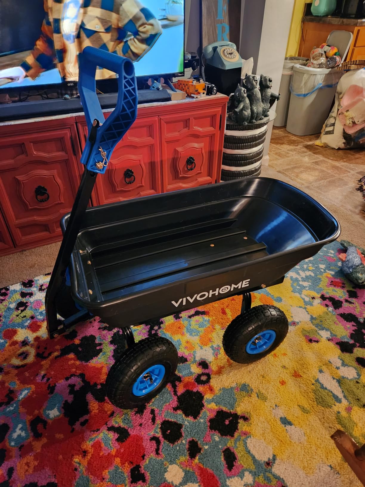 VIVOHOME 660lbs Wheelbarrow Dump Garden Cart with 2-in-1 Convertible Handle, 10