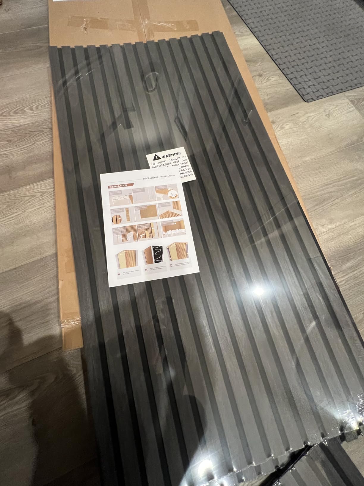 3D Wood Slat Acoustic Wall Panels, 4 Pack, Warm Oak | 47.2'' X 23.6'', Sound absorption and noise reduction, Textured Interior Paneling, For Living Room, Bedroom, Office & Studio customer photo 1
