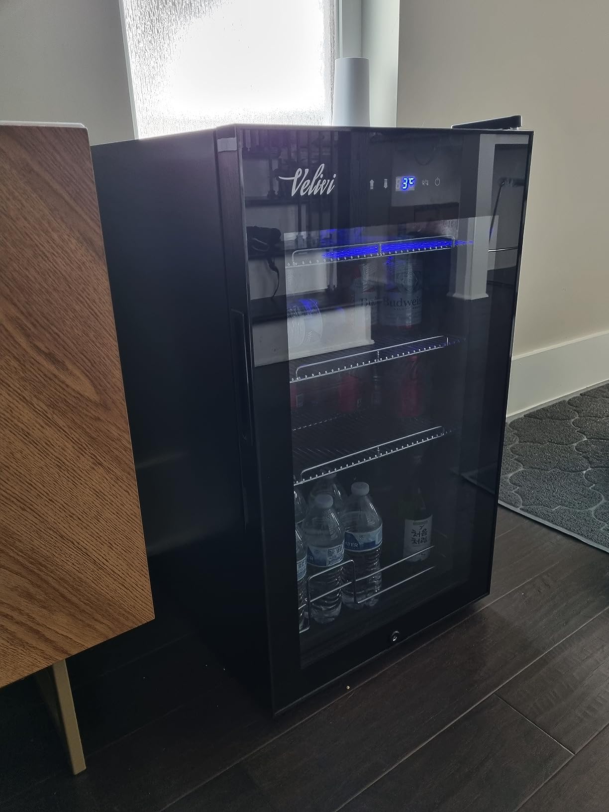 Velivi Commercial Beverage Refrigerator, Double Glass Door Display Cooler, Upright Drink Merchandiser with LED Lighting, Auto Closing Doors customer photo 1