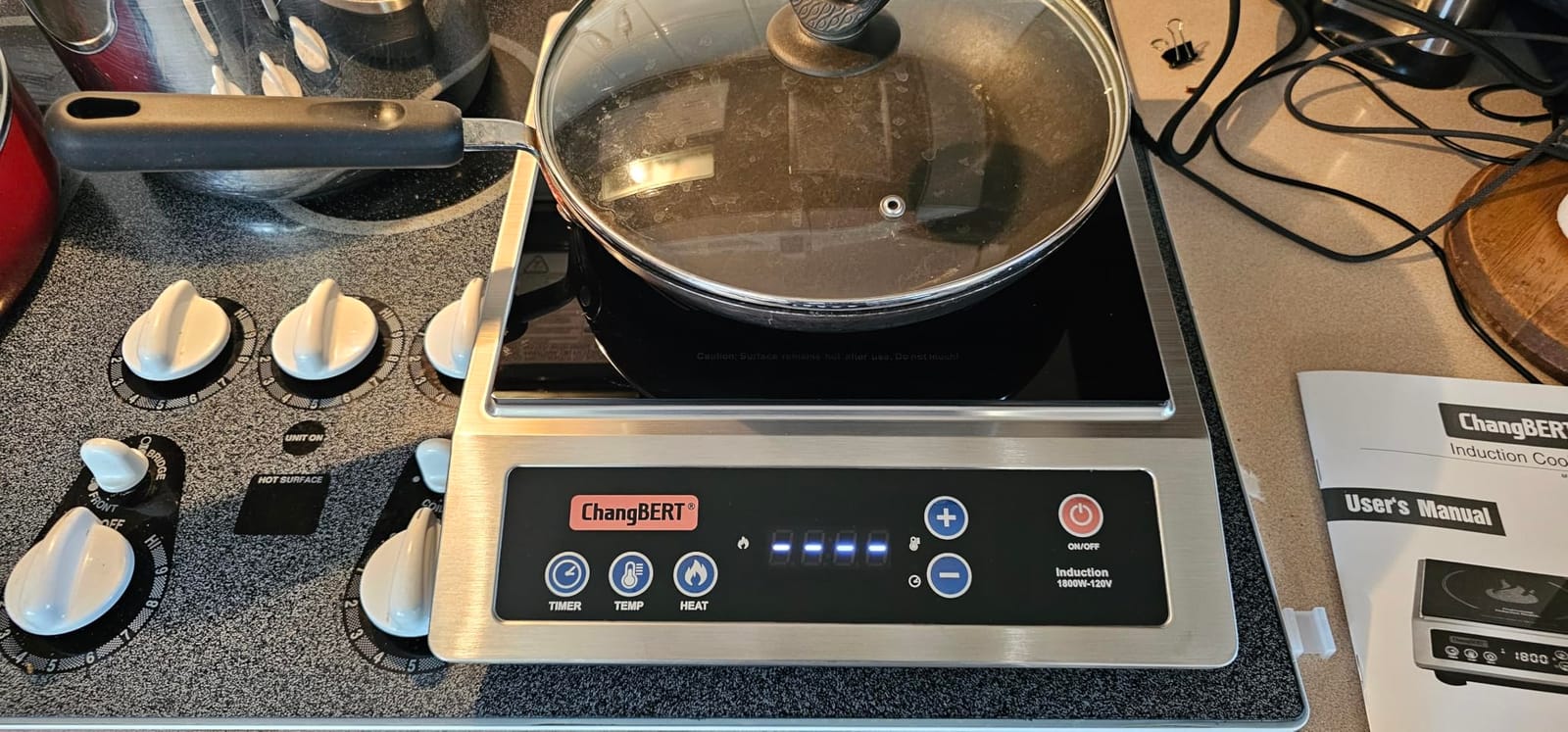 ChangBERT Professional Induction Cooktop, NSF Certified Countertop Burner, Large Coil for Even Heating, Precise Temperature Control, 10 Hours Timer, 1800W Powerful Hot Plate for Home & Commercial Use customer photo 2