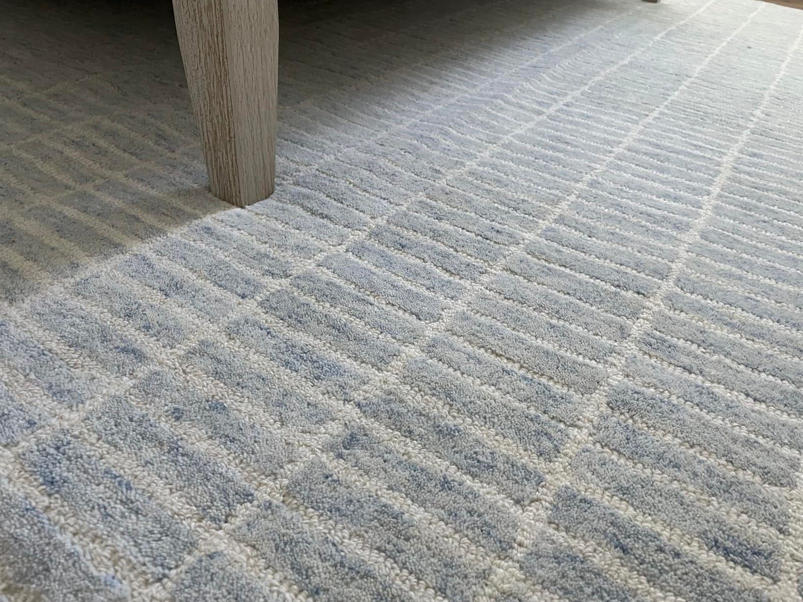 Hand-Tufted 100% Wool Area Rug - Unique Modern Geometric Grid Pattern, Soft Plush Textured Carpet for Living Room, Bedroom, Dining Room & Entryway (Blue, Ivory, 8' x 10') customer photo 2