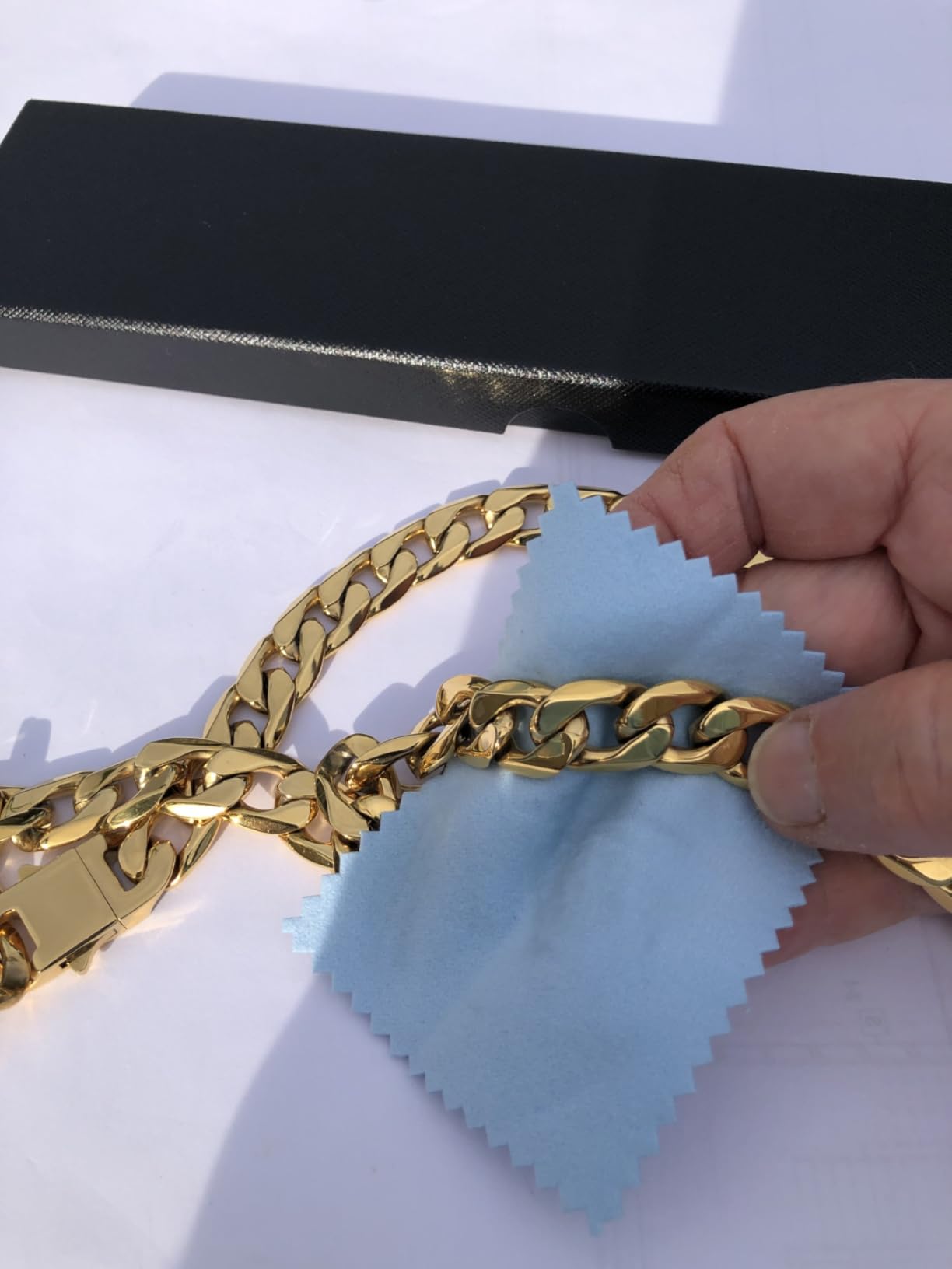 Qlaway 14MM Gold Cuban Link Chain for Men, 316L Stainless Steel and 14K Gold Filled, Gold Chains for Men, Available In 22/24/26/28/30 Inches, Gold Mens Necklace customer photo 1