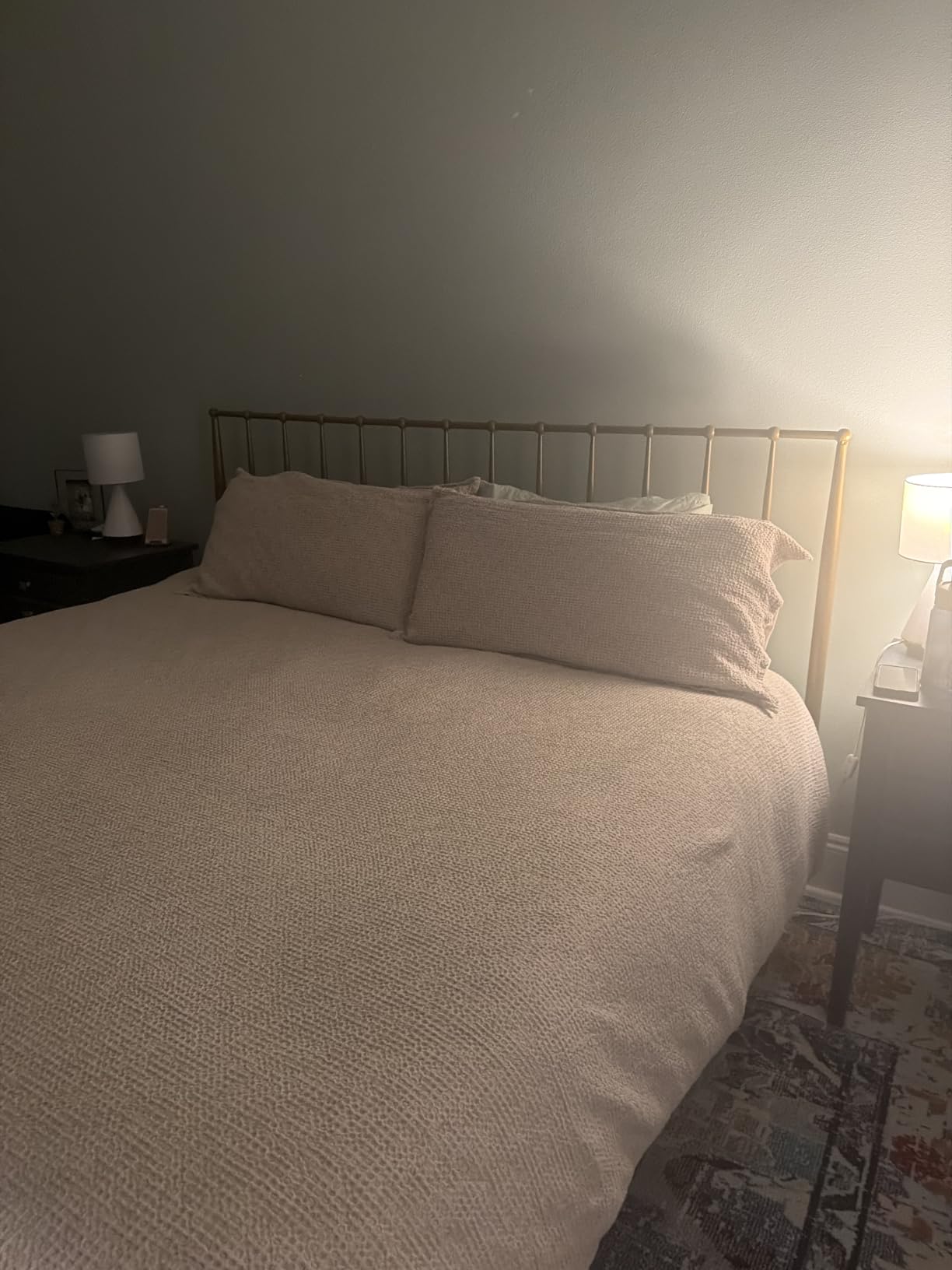 Bedsure PureWoven 100% Cotton Waffle Duvet Cover Set, Queen, Linen Color | Space-Dyed, Waffle Weave Textured, Breathable, All-Season, Corner Ties & Button Closure customer photo 1