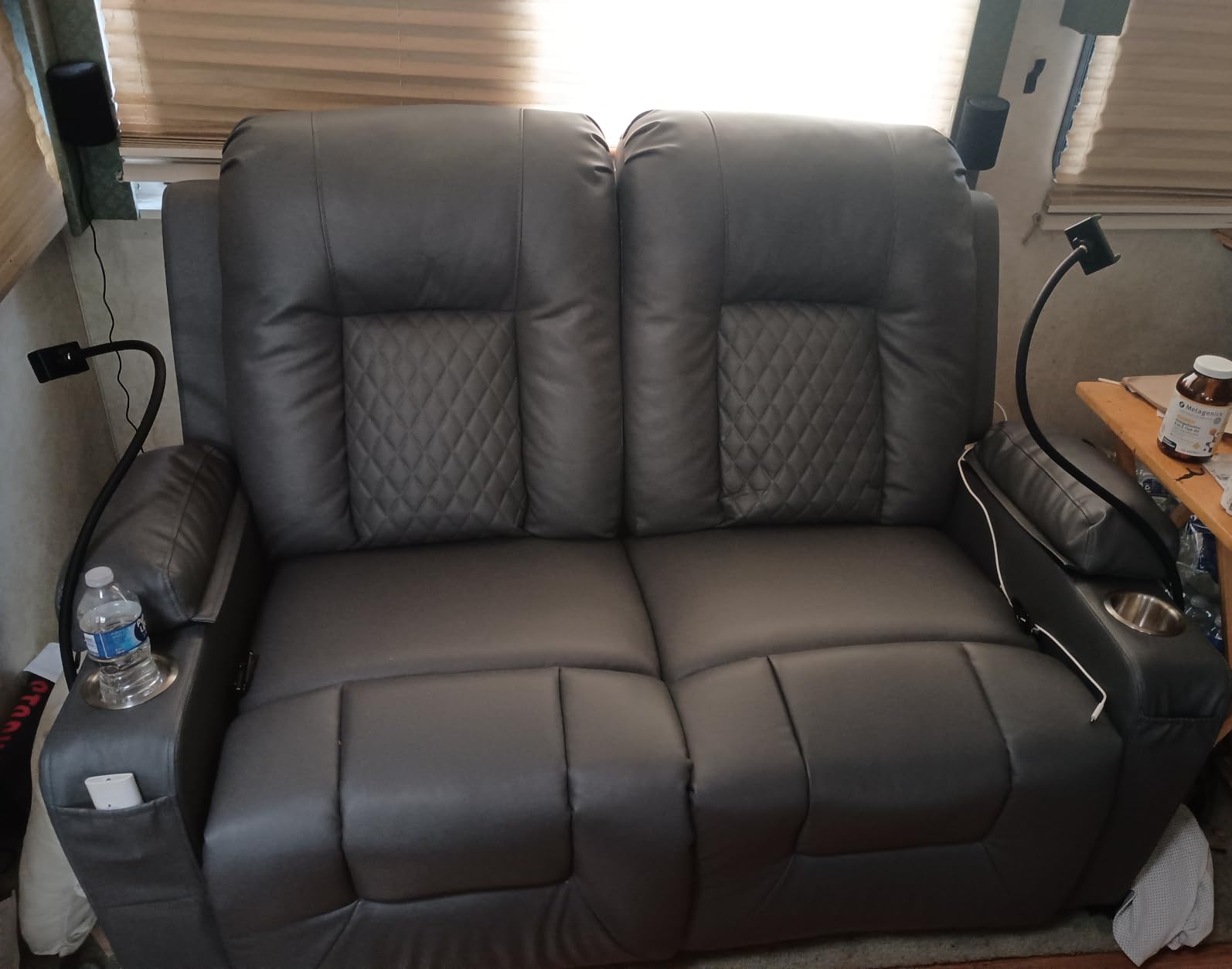 Power RV Loveseat Recliner Sofa, Reclining Loveseat Home Theater Seating with USB Ports, Cup Holders, Wall Hugger Recliners for Movie Room, Recline Movie Seats Gaming Sofa customer photo 2
