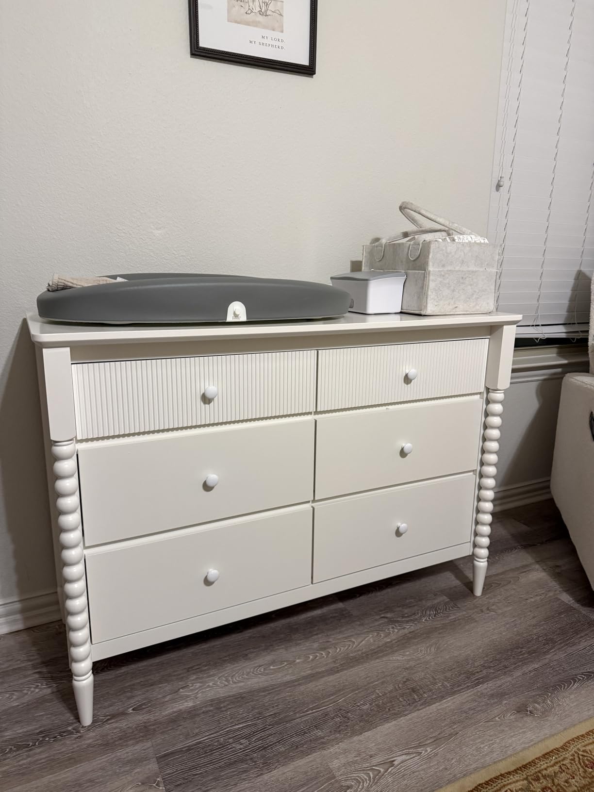 JOINICE White Nursery Dresser with Changing Table, 4 Drawers for Storage | Jenny Lind Spindle Style Dresser and Removable Baby Changing Station Combo for Kids Bedroom, Anti-Tip Kit for Safety customer photo 1