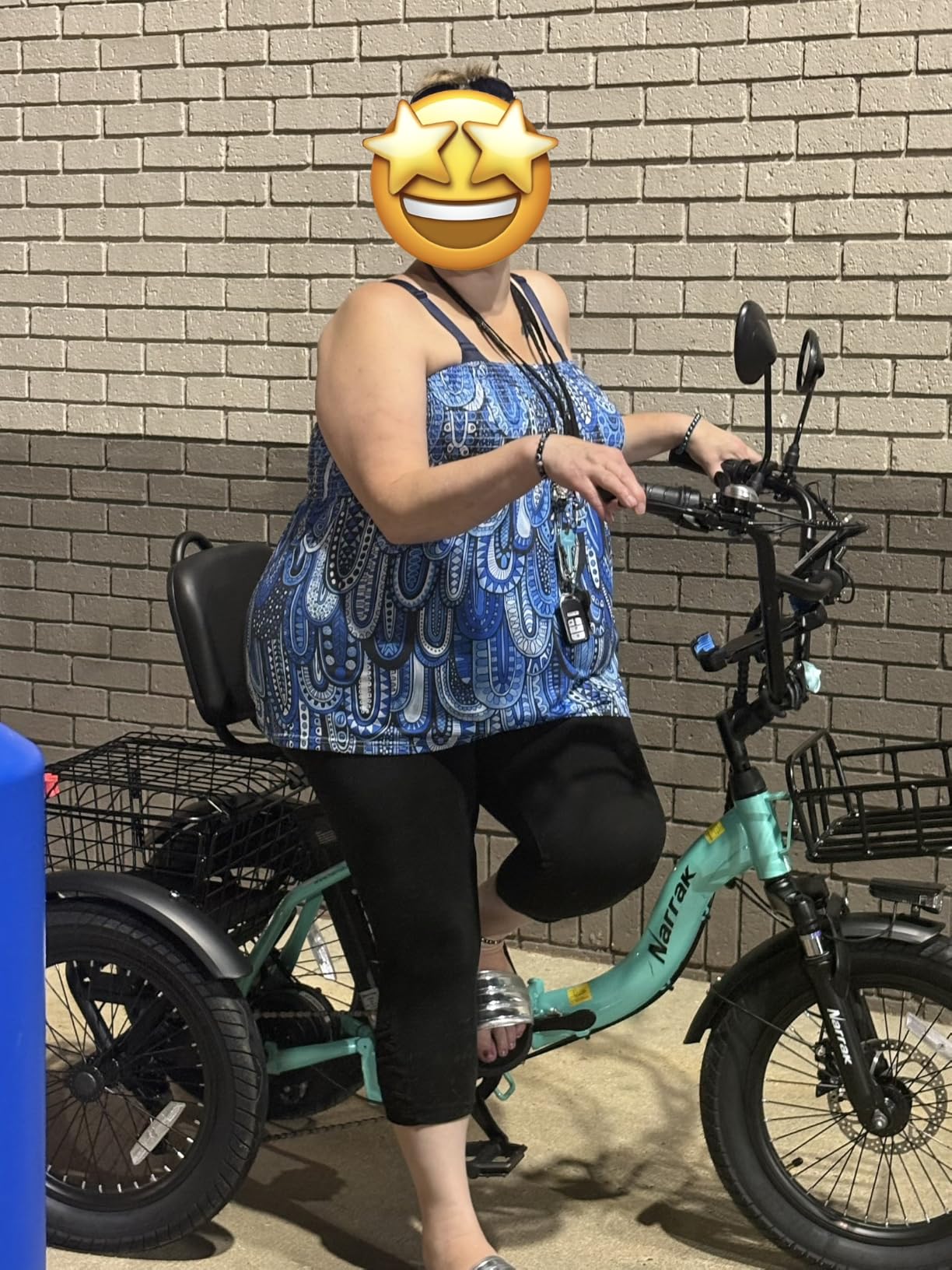 NARRAK Electric Tricycle for Adults, Fat Tire Folding Electric Trike, 3 Wheels Electric Bicycle Bikes, Peak 1100W Step-Thru Etrike with Removable Battery and Large Basket customer photo 1