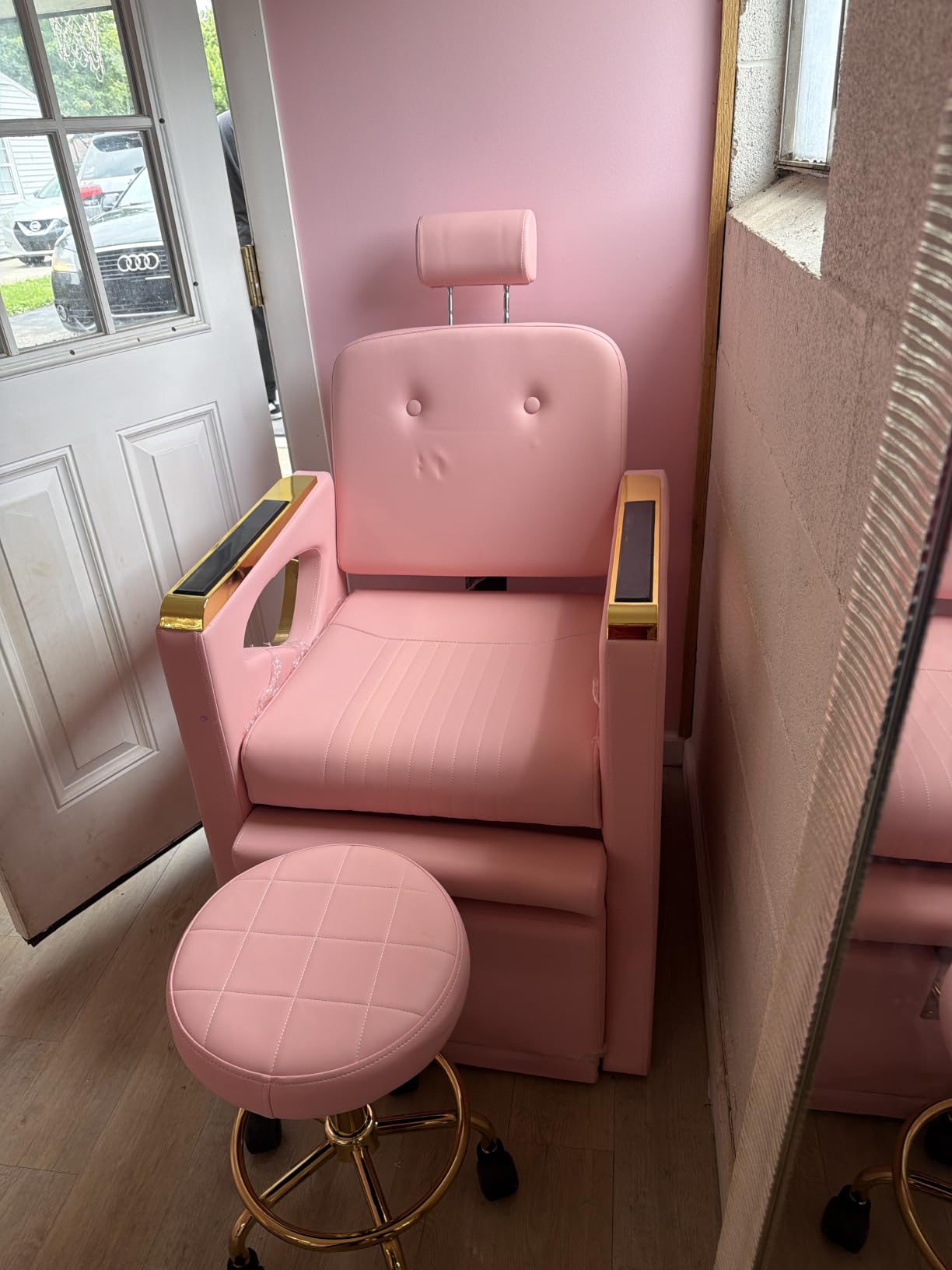 Pedicure Chair with Rolling Stool, Reclining Pedicure Chair No Plumbing | Removable Foot Bath, Adjustable Headrest, Foot Station Spa Unit for Beauty Spa Salon Home, Black customer photo 1