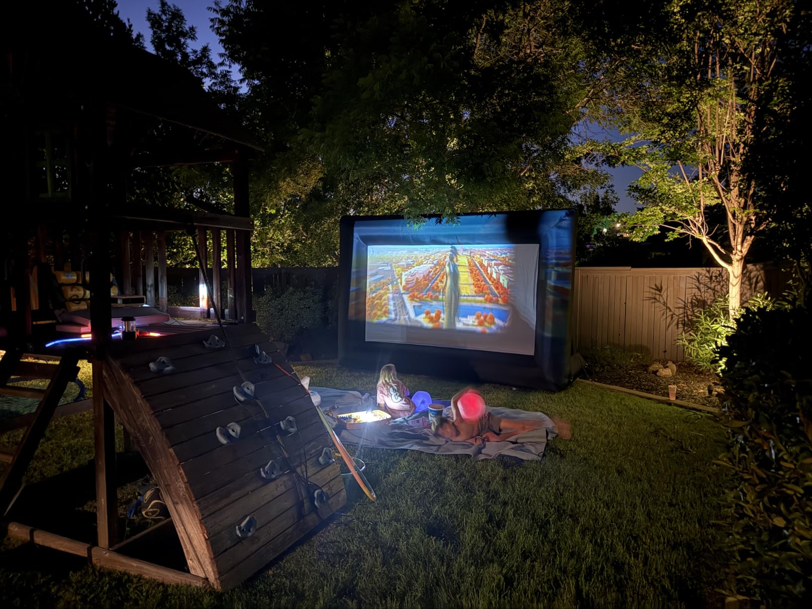 CZGBRO Inflatable Projector Screen - 16FT Outdoor Movie Screen | Blow Up Projector TV Screen with Air Blower, Front & Rear Projection 16:9 for Backyard Party Movie Night Theater customer photo 2