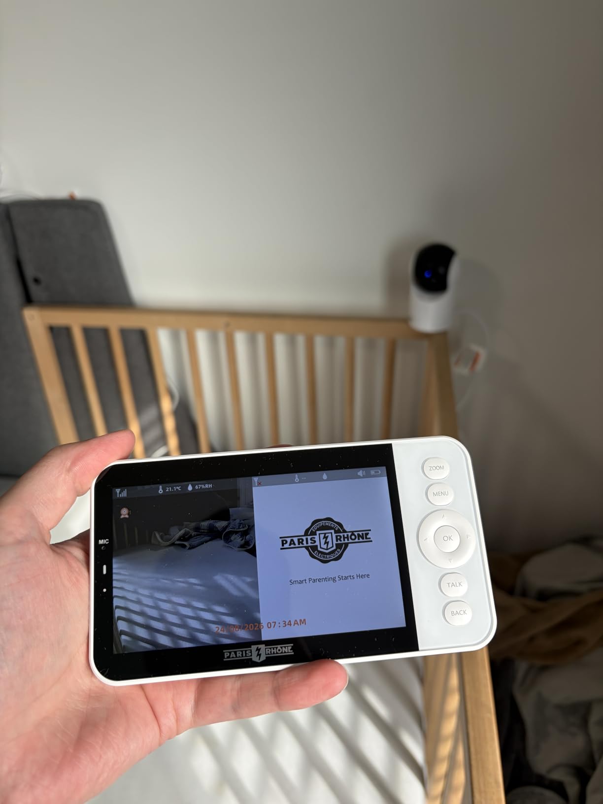 2K Smart AI Baby Monitor with 2 Cameras, Hybrid Split Screen App View, AI Cry and Roll Over Alerts, Auto Tracking PTZ, RGB Light with Lullabies, Hack-Proof Privacy, 1000ft Range Battery customer photo 1