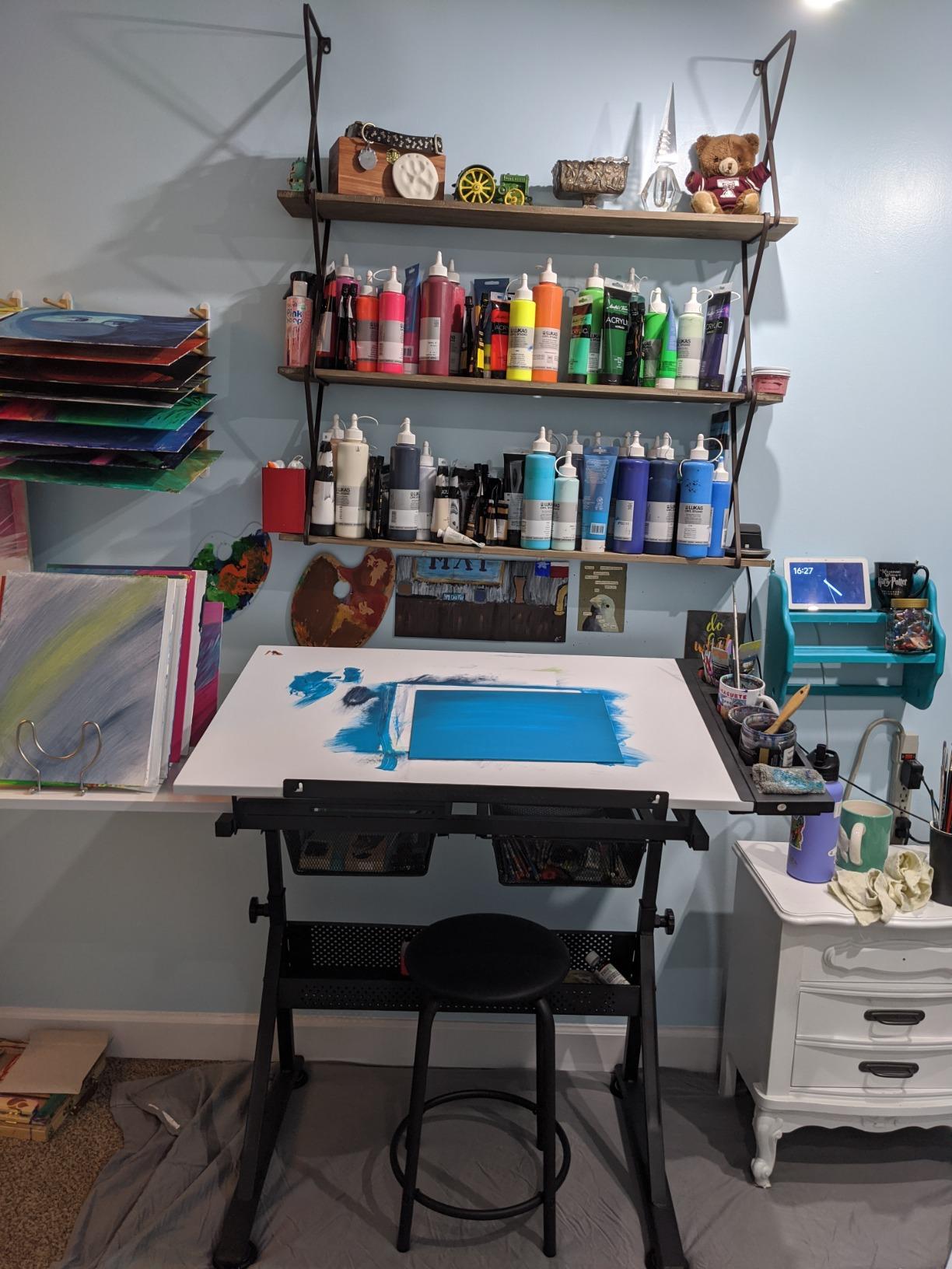 Studio Designs Fusion Drafting Table with Integrated LED Light Pad, Height & Angle Adjustable Tempered Glass Light Table, Artograph Light Pad, Storage Drawers & Side Shelf customer photo 2