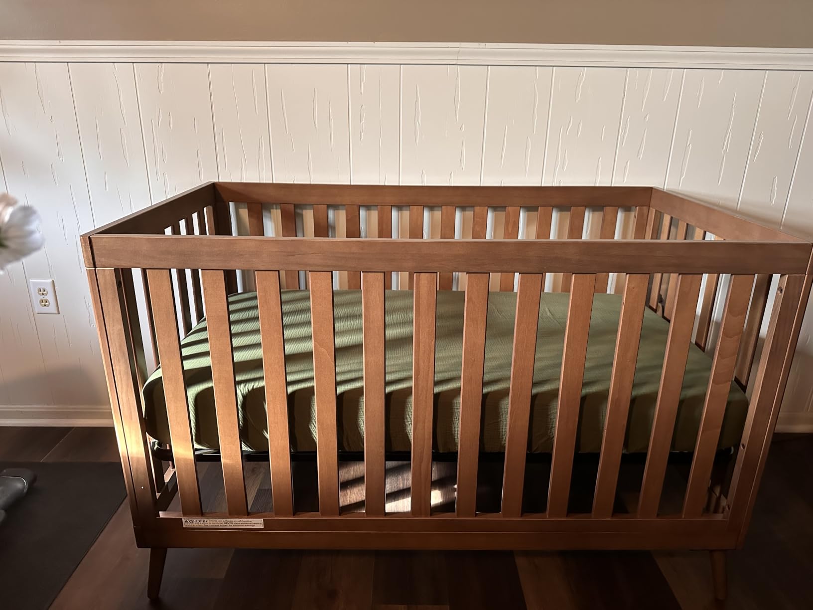 Delta Children Essex 4-in-1 Baby Crib & Mattress, Grey/Natural | 2-Piece Nursery Furniture Set Includes 4-in-1 Convertible Crib + Waterproof Crib Mattress, GREENGUARD Gold Certified customer photo 1