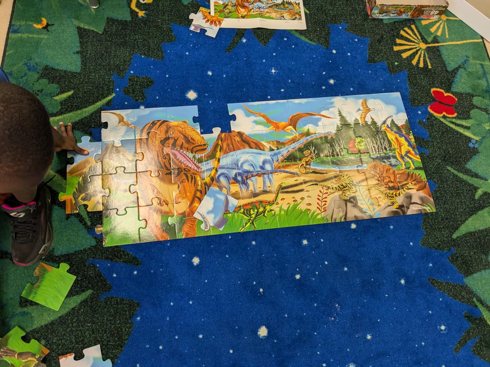 Melissa & Doug Land of Dinosaurs Floor Puzzle, 48 pc Jumbo Jigsaw Puzzle, Educational Screen Free Activity for Toddler, Preschoolers and Kids Ages 3+ (4 feet Long) - FSC Certified customer photo 2