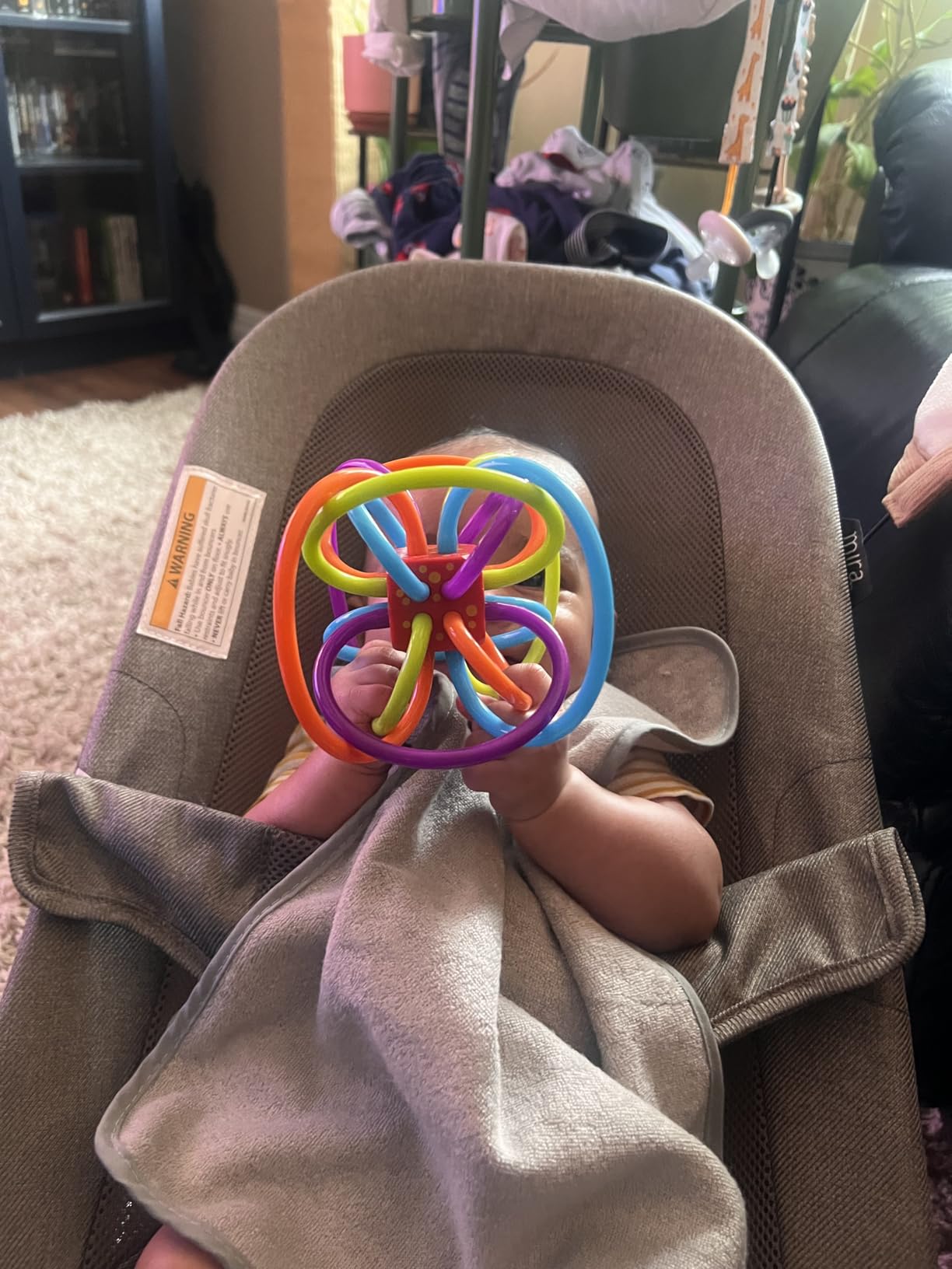 Manhattan Toy Winkel Rattle & Sensory Teether Toy, Blue/Green/Orange, 5 Inch x 4 Inch x 3.5 Inch customer photo 2
