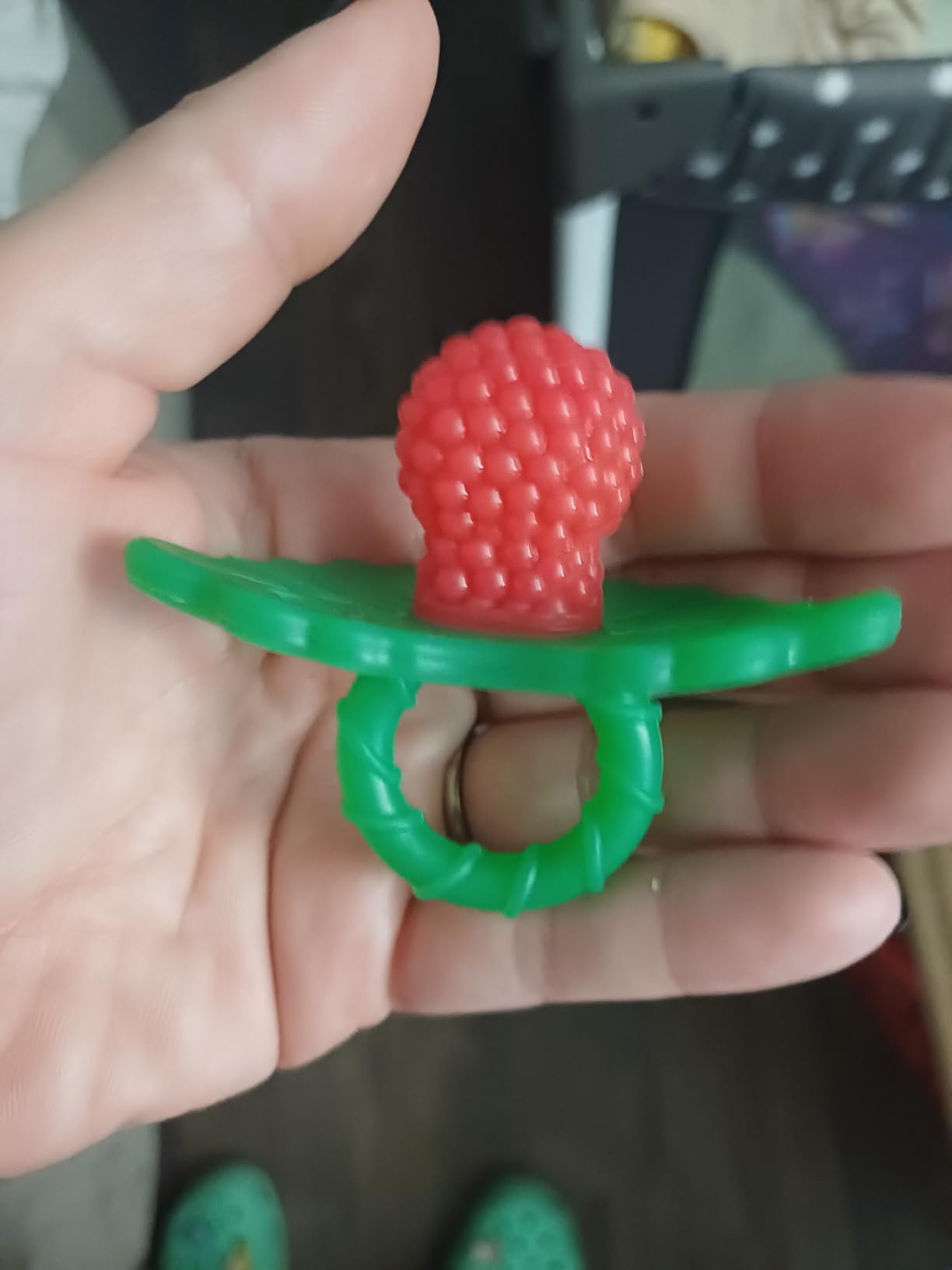 RaZbaby RaZberry Silicone Baby Teether Toy - Berrybumps Soothe Babies Sore Gums - Infant Teething Toy - Hands Free Design - BPA Free - Easy-to-Hold Design - Teething Relief Pacifier - Fruit Shape/Red customer photo 2