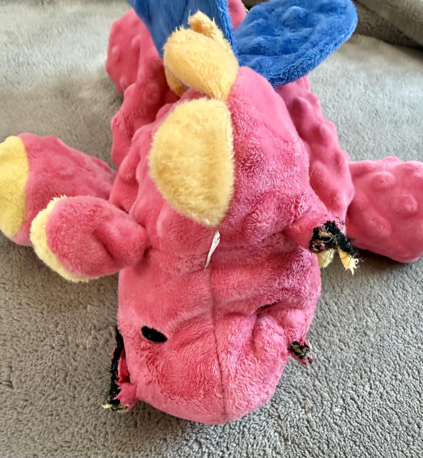 goDog Bubble Plush Dragons Squeaky Dog Toy, Chew Guard Technology - Coral, Large customer photo 2